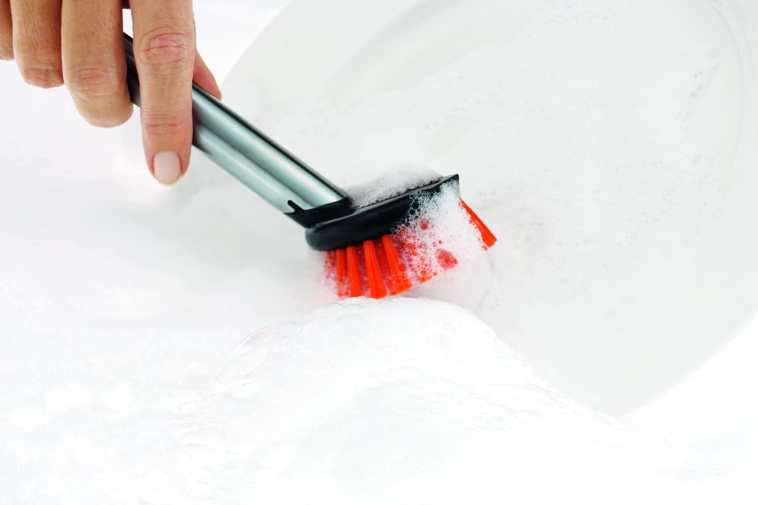 RÖSLE Reinigungsbürste aus Edelstahl | Polyester Spülbürste mit Wechselkopf, Edelstahl 18/10, spülmaschinengeeignet