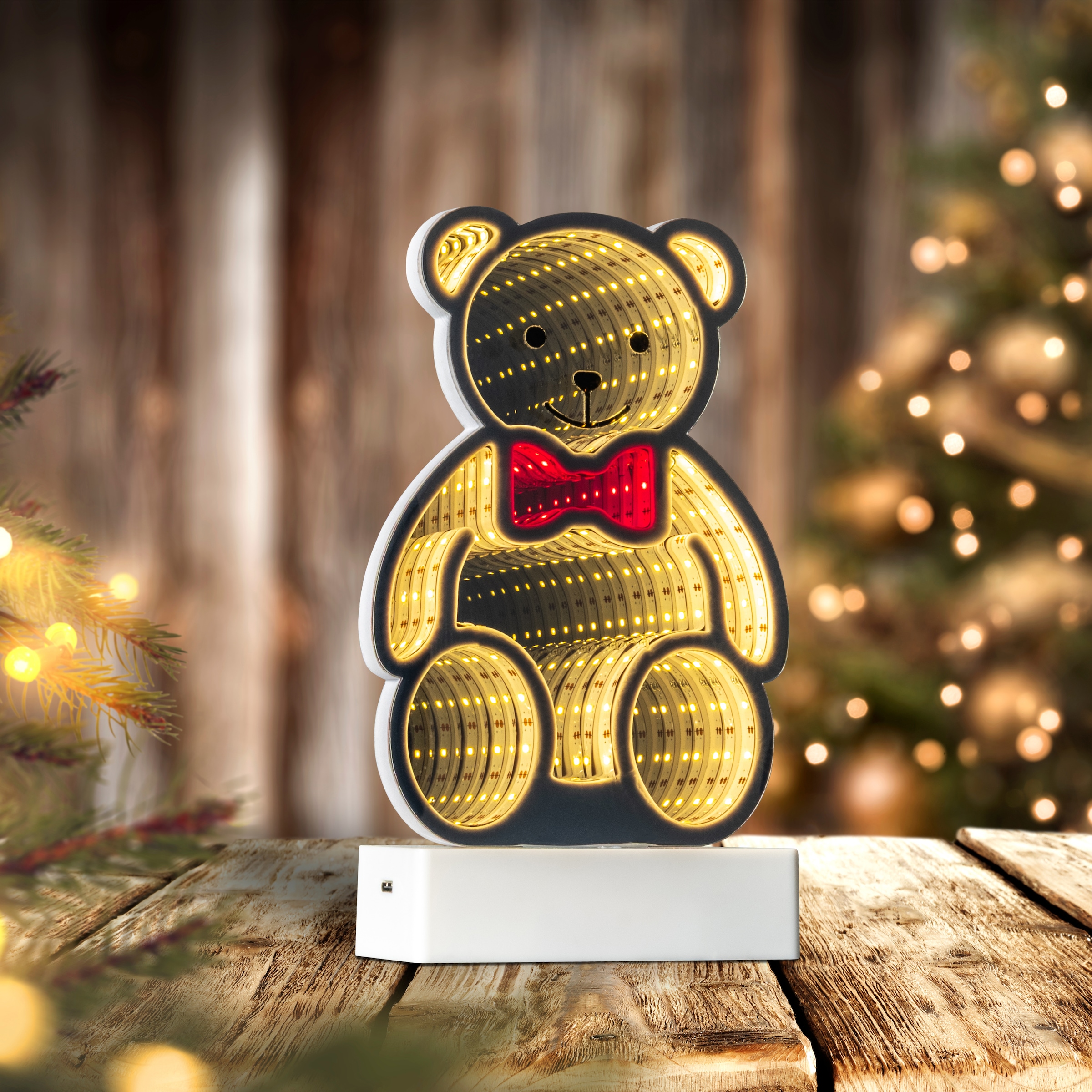 my home LED Dekolicht »Evaya - Teddybär« LED-Modul Warmweiß Infinity Effekt, Deko für Innen, beidseitig beleuchtet, Nachtlicht