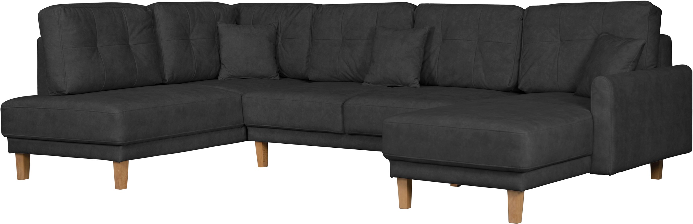 Home affaire Wohnlandschaft »TRIPLO U-Form wahlweise mit Schlaffunktion, B/T/H: 310/192/90 cm«, Schlafsofa, auch mit Bettkasten, Steppung im Rückenkissen