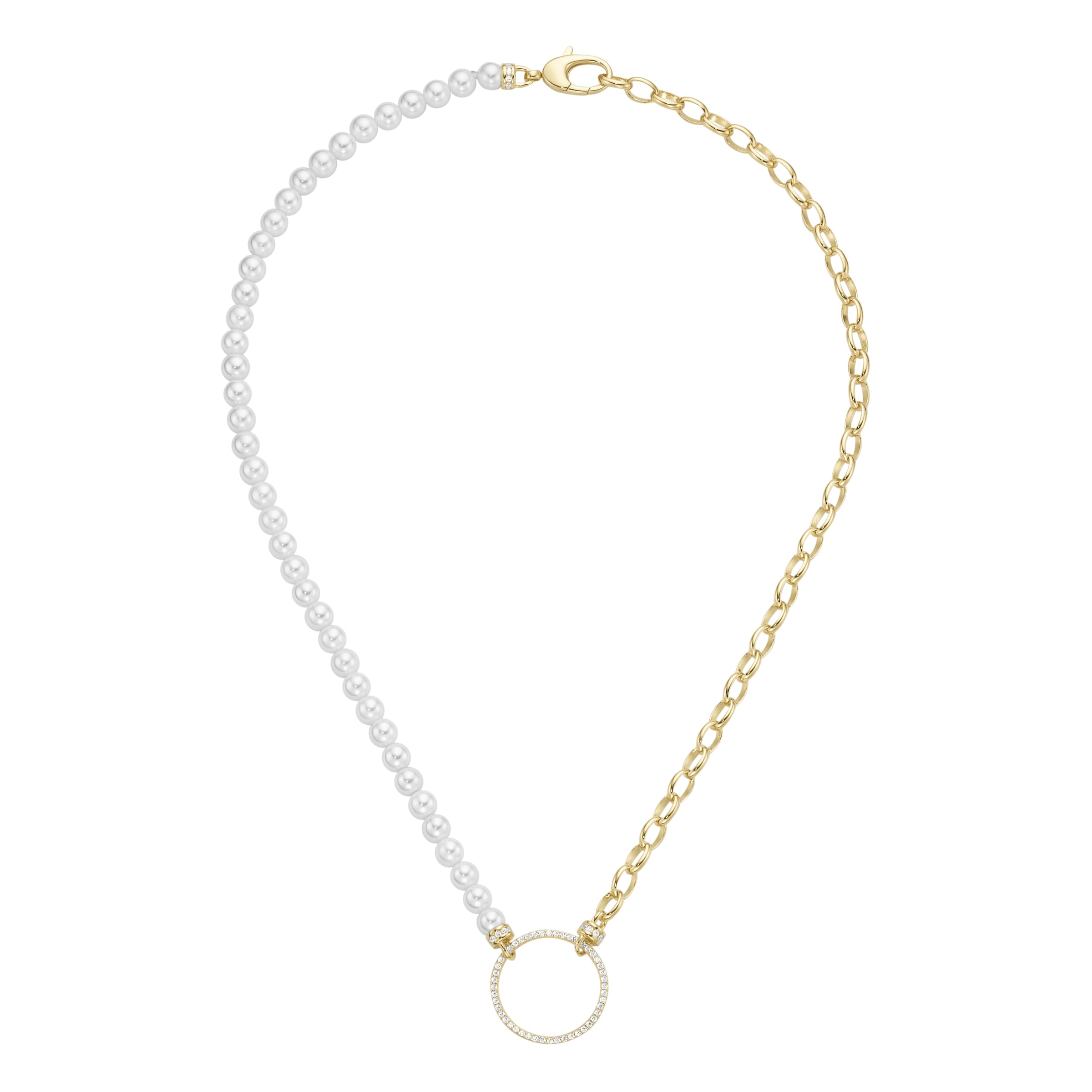 GIORGIO MARTELLO MILANO Collier »Collier mit weißen Muschelkern-Perlen und Zirkonia, Silber 925«