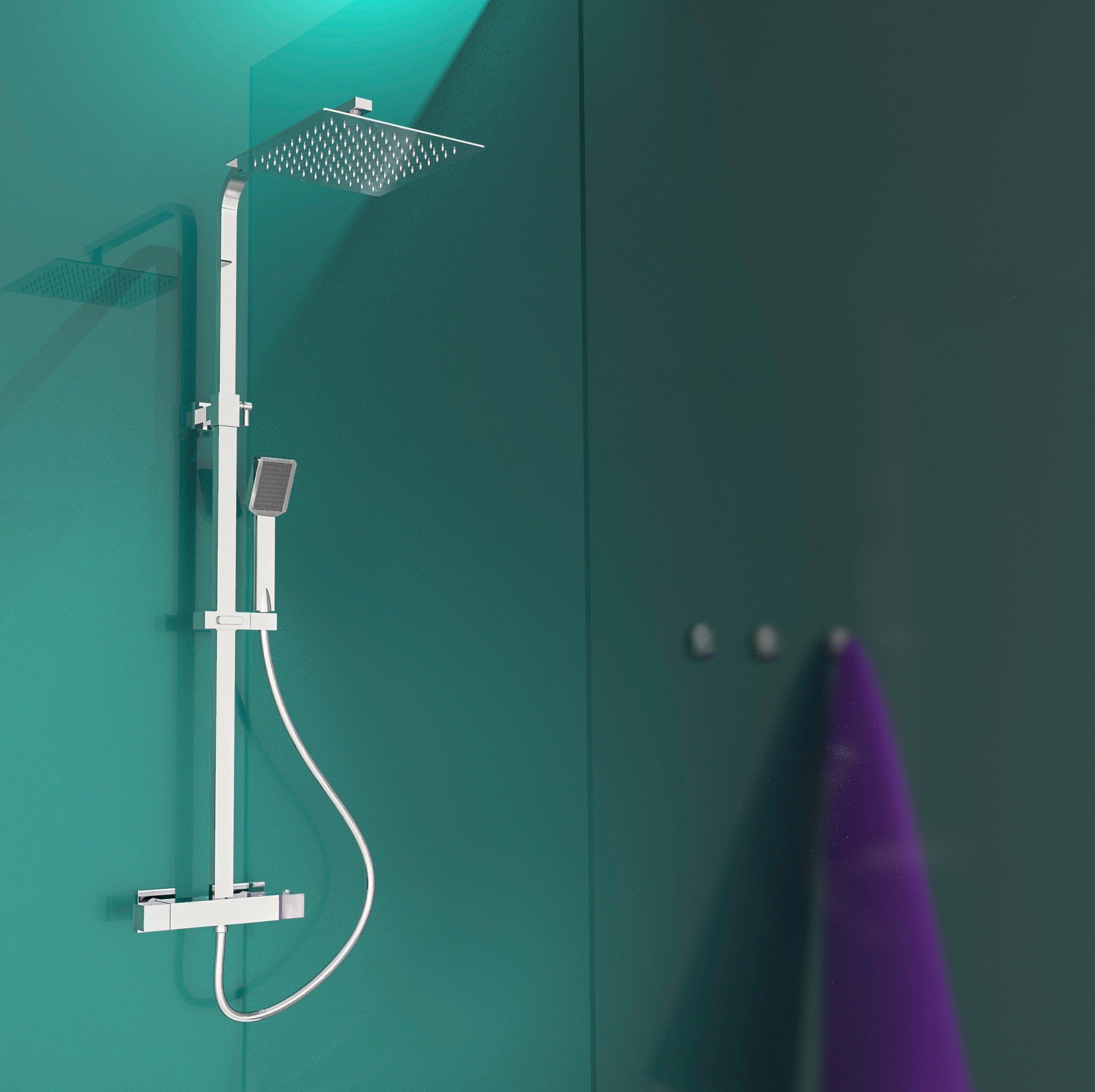Eisl Duschsystem »CALVINO«, Duschsystem mit Thermostat, Duschkopf mit Schlauch und Halterung,Chrom