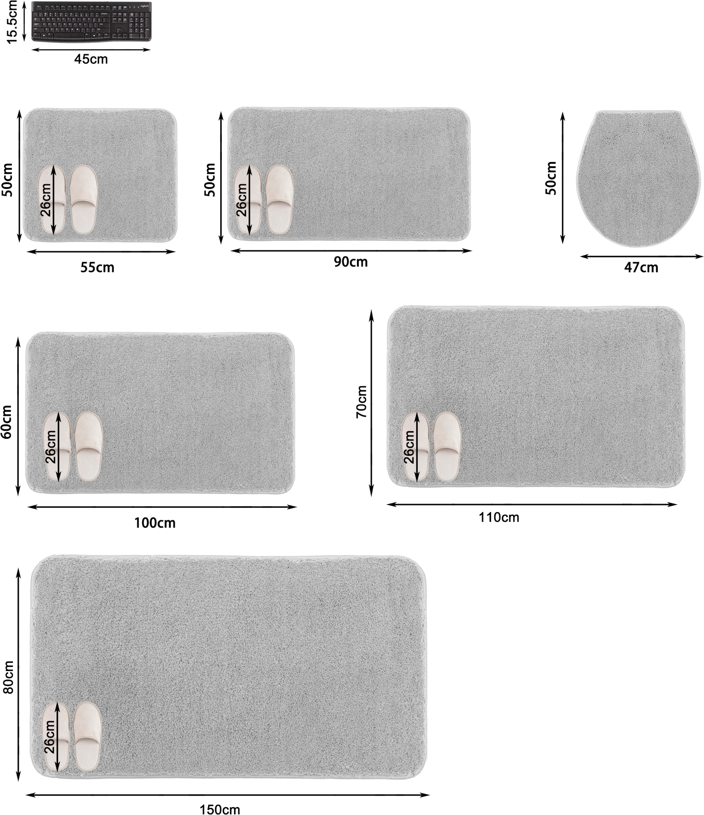 OTTO home Badematte »Sanremo Premium, Badvorleger, Badezimmer Teppich, sehr weich« Höhe 35 mm rutschhemmend beschichtet fußbodenheizungsgeeignet | schnell trocknend Badteppich, unifarben, rechteckig & als 3-tlg. Set erhältlich