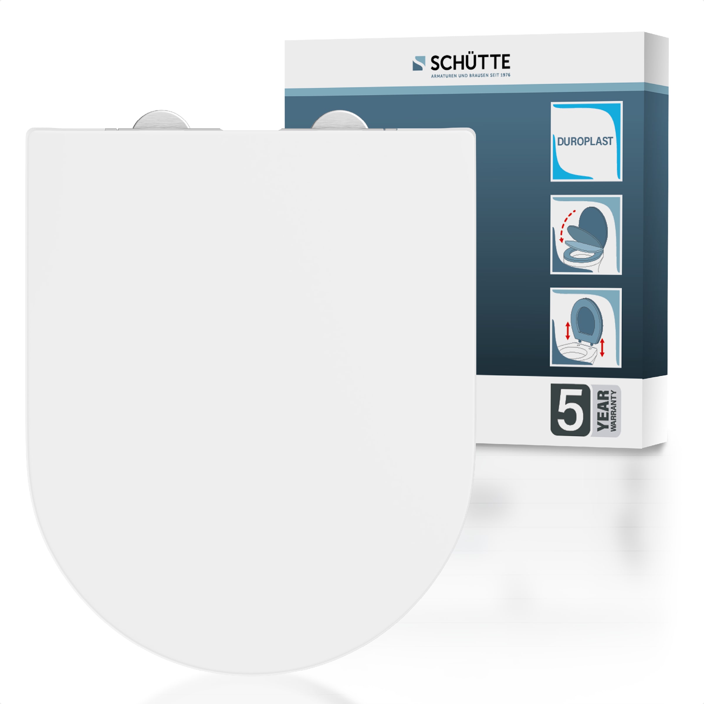 Schütte WC-Sitz "WHITE" Duroplast, Absenkautomatik, Schnellverschluss, belastbar bis 150 kg