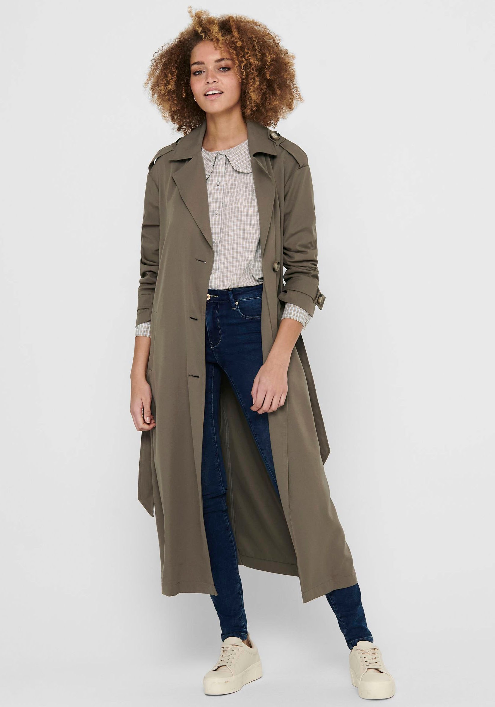 Trenchcoat »ONLLINE X-LONG TRENCHCOAT OTW NOOS«, mit Bindegürtel an der Taille - 2...