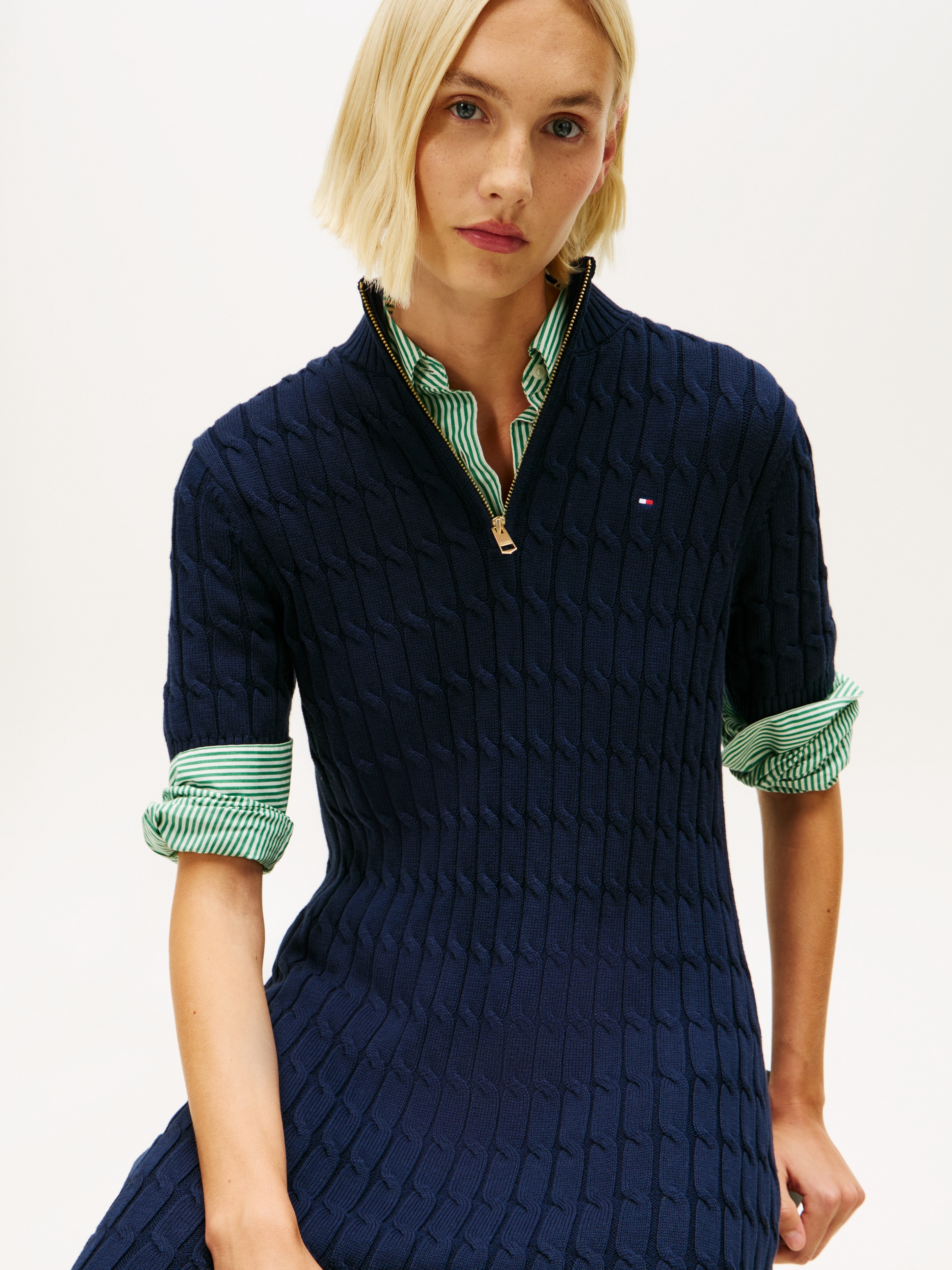 Tommy Hilfiger Minikleid »CO CABLE MID GG SHIFT MK DRESS« mit Zopfmuster