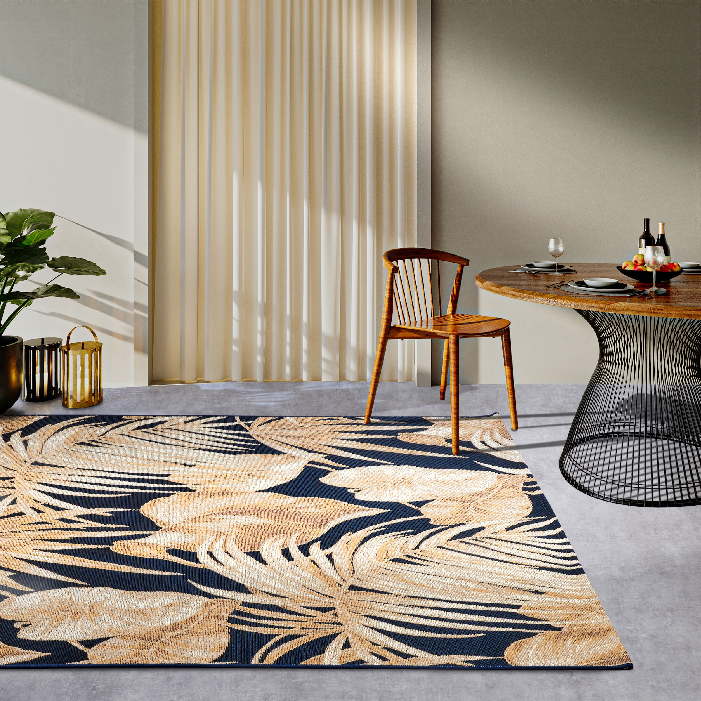 Villeroy & Boch Outdoorteppich »Oktavie«, rechteckig, 3 mm Höhe, Outdoor, Flachgewebe, wetterfest, Balkon, Garten, floral, Terrasse