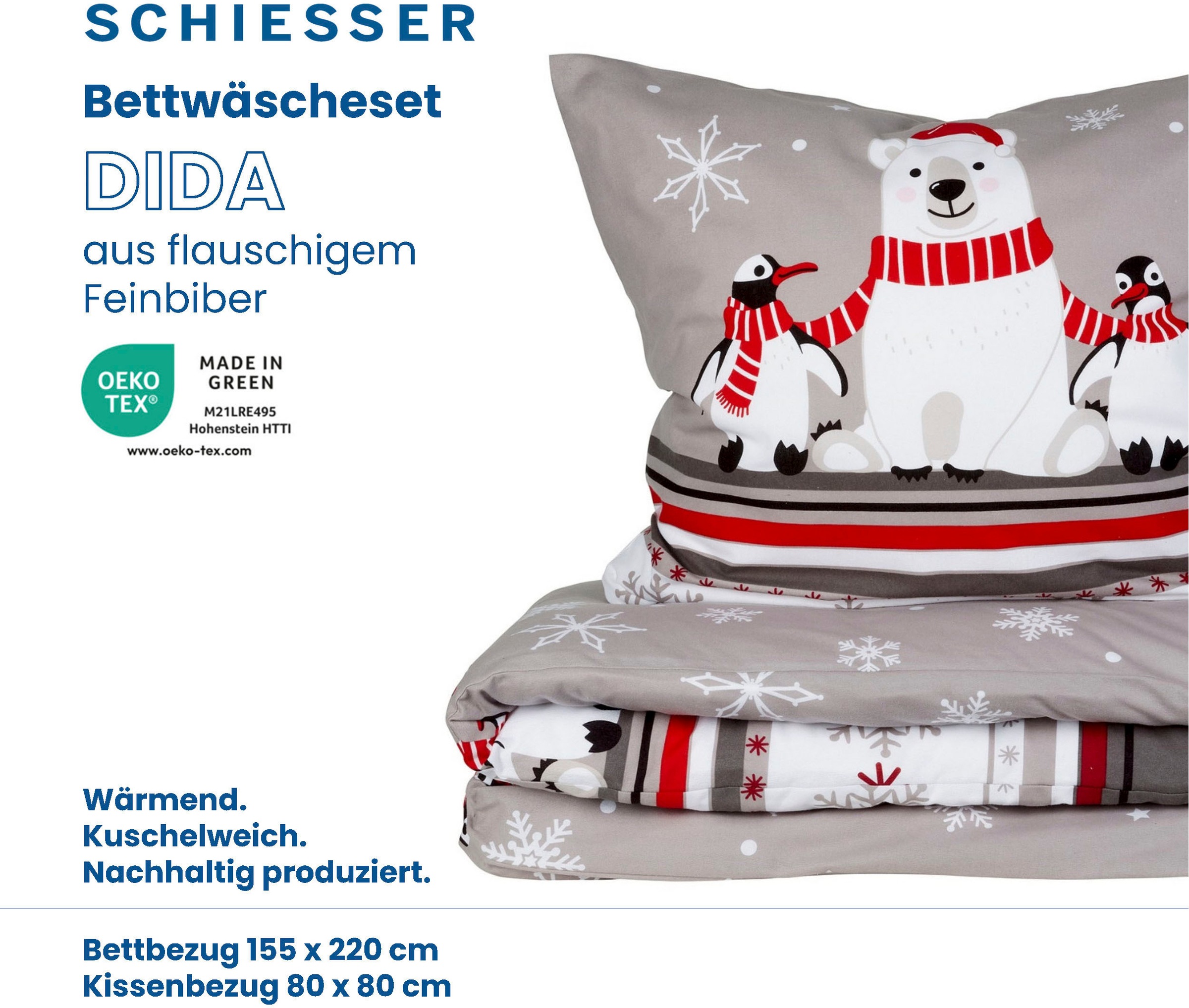 Schiesser Bettwäsche »Dida«, (2 tlg.), mit coolem Winter-Print