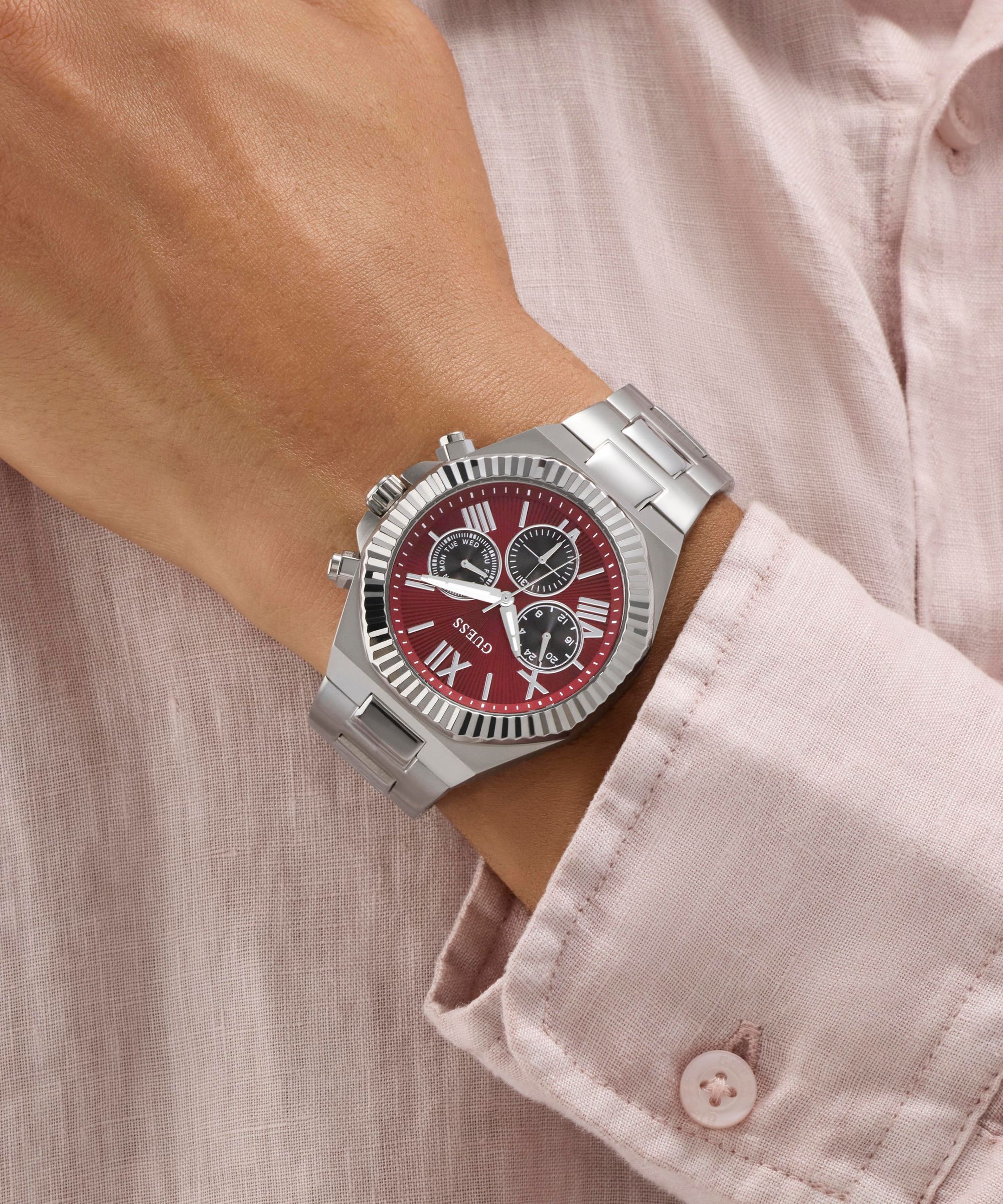 Guess Multifunktionsuhr »GUESS-EQUITY« Armbanduhr, Herrenuhr, Edelstahlarmband, analog, Wochentag, Tag
