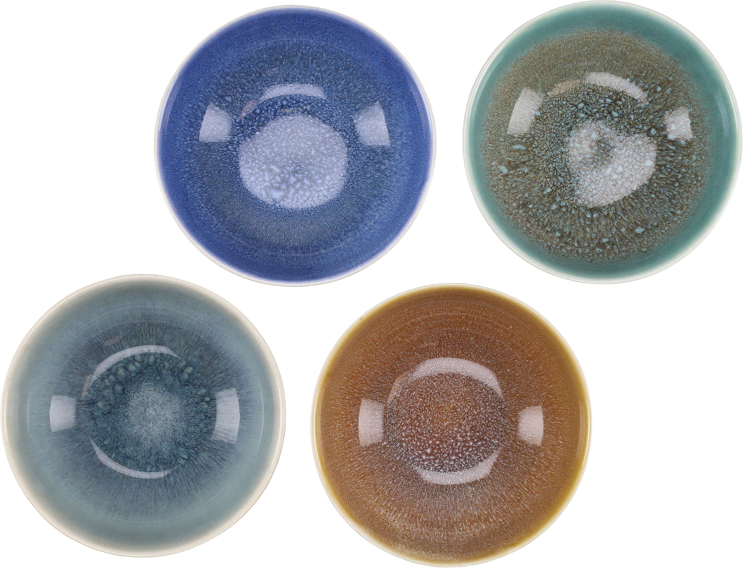 CreaTable Schüssel »Caldera Mix, Buddha Bowl, 4-tlg.« 4 aus Steinzeug Moderne Coupeform, Reaktivglasur