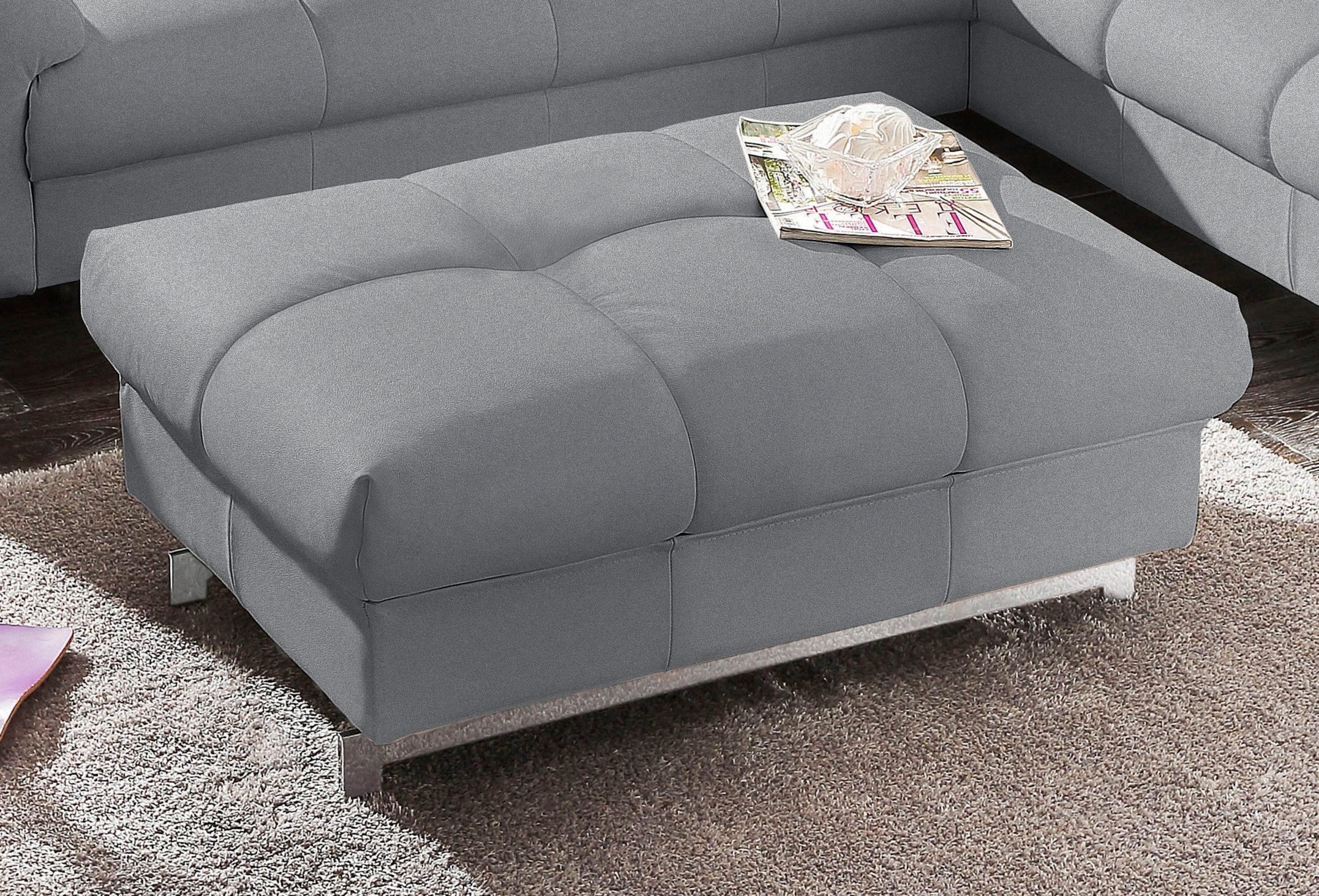 COTTA Polstergarnitur »Chef L-Form«, (Set), Set bestehend aus: Ecksofa mit Kopfteilverstellung & Hocker