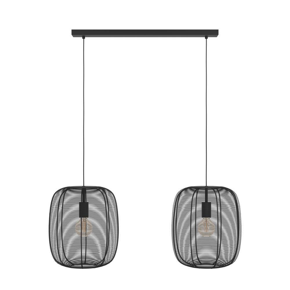 EGLO Hängeleuchte »RINROE Pendellampe, Stahl, E27, IP20, Vintage, Wohnzimmerlampe, Lampe« E27 1 Stk. Hängeleuchte, schwarz / 2 X 40W / L:90 H:110 cm / Pendelleuchte