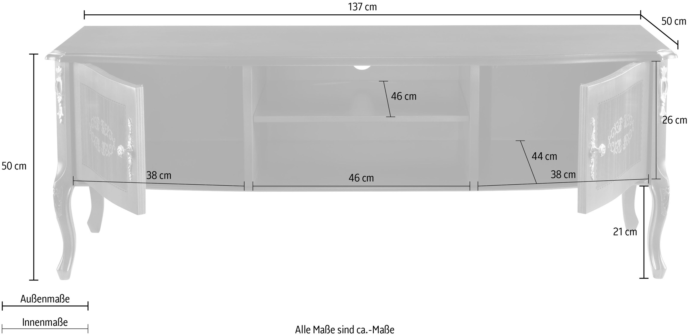 Home affaire TV-Board »TV-Board Riva«, Breite 137 cm