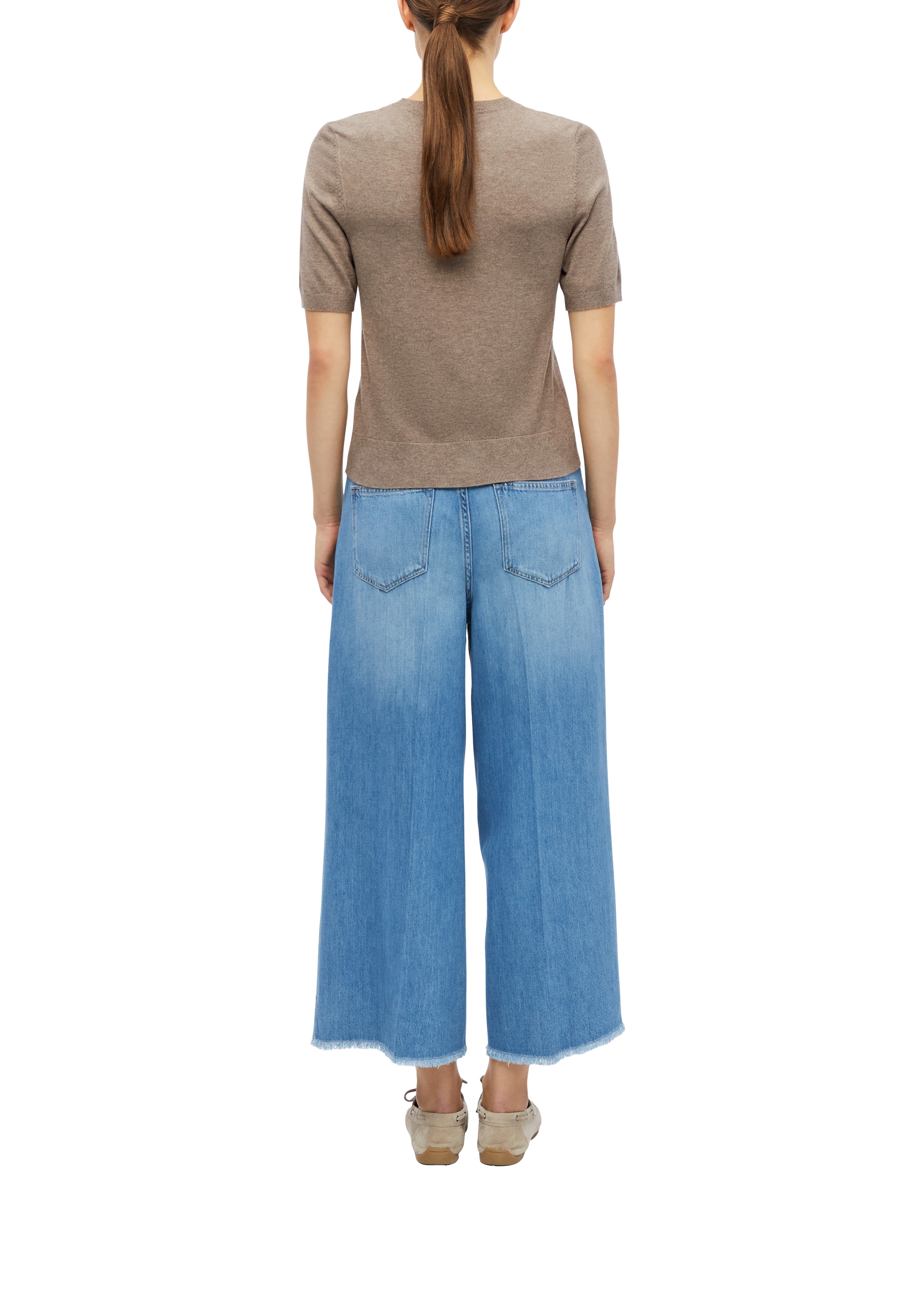 s.Oliver Rundhalspullover Halbarm Sommer-Strickpullover aus Viskose