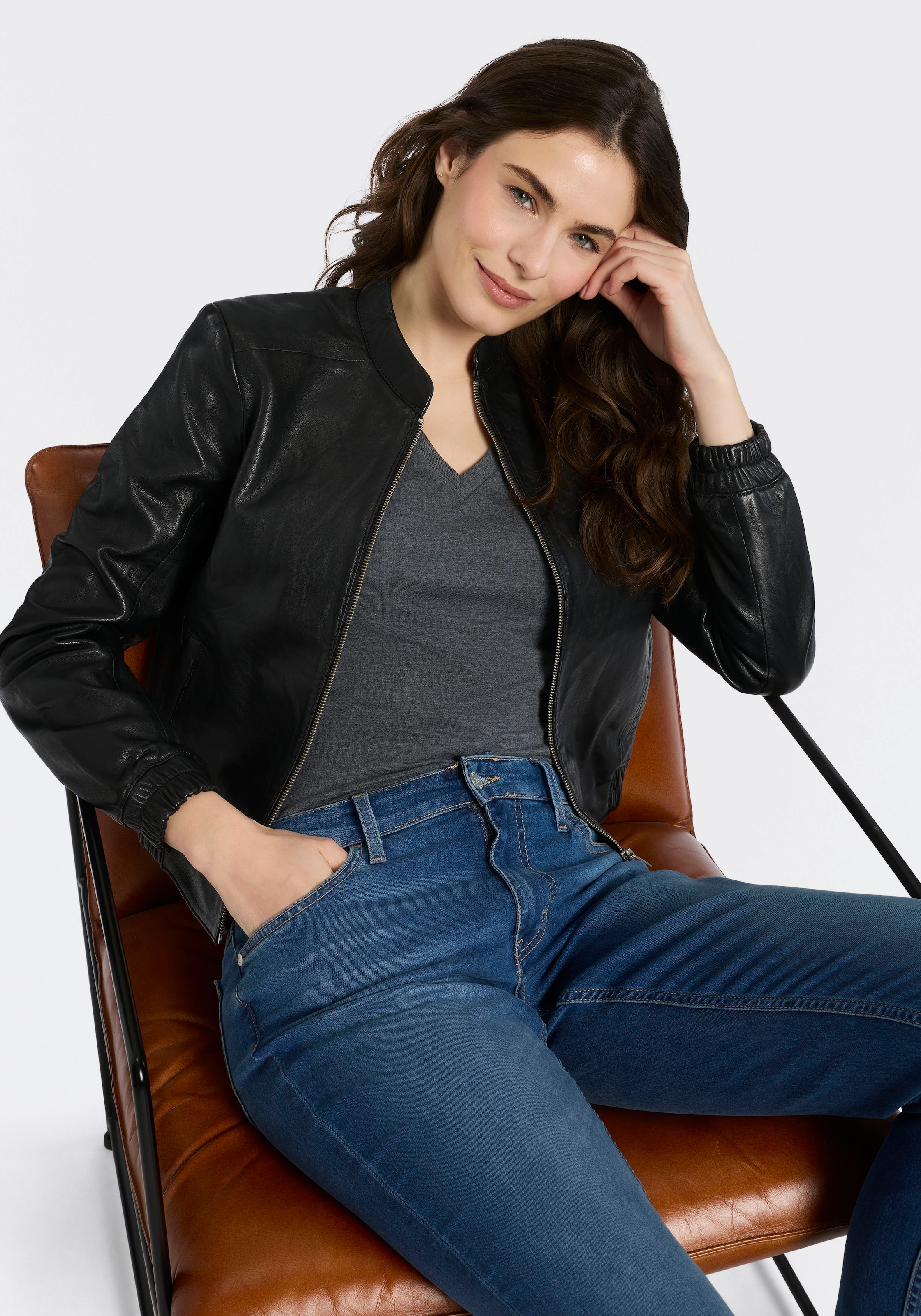 Mauritius Lederjacke »MWAshli« Blouson mit elastischen Bündchen