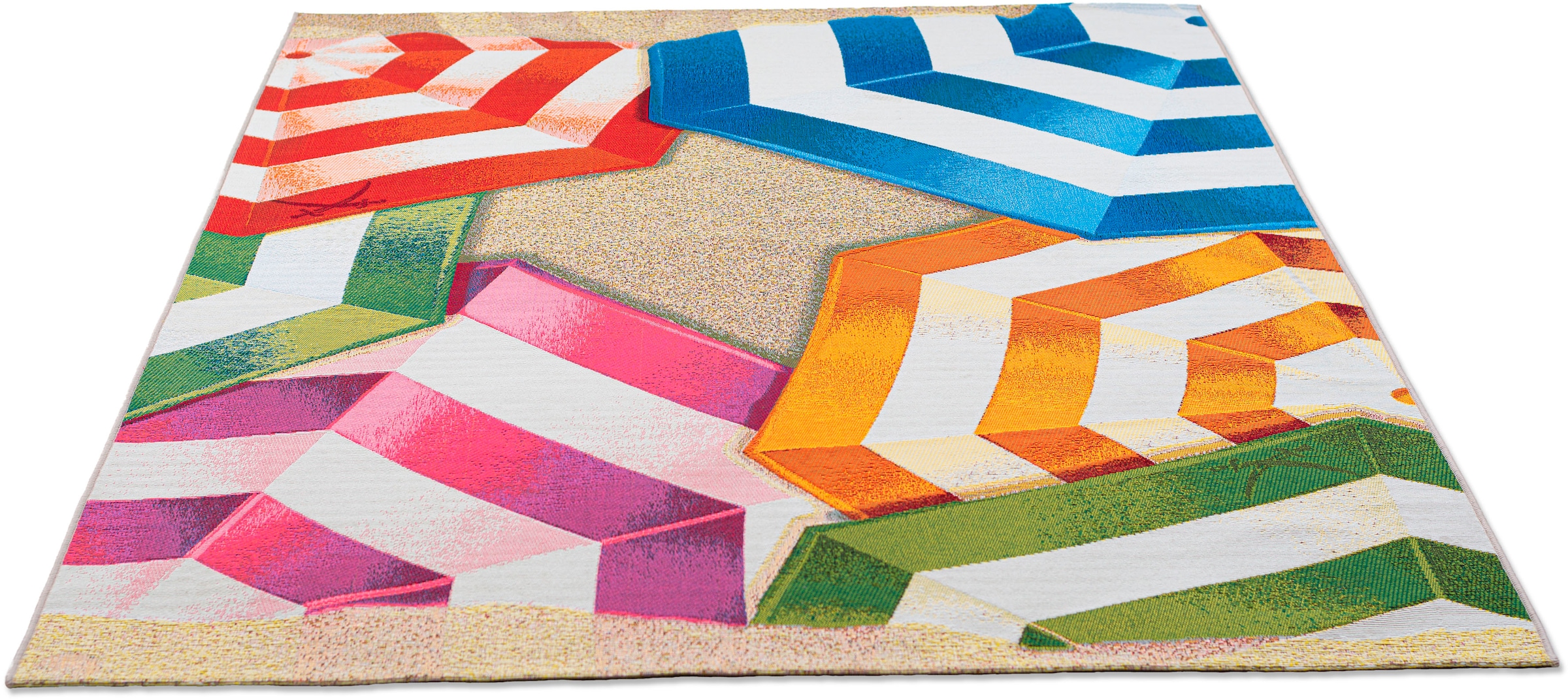 Sansibar Teppich »Rantum Beach Flachgewebe, Motiv geeignet rechteckig, Sonnenschirme, Design, Outdoor SA-019«, modernes
