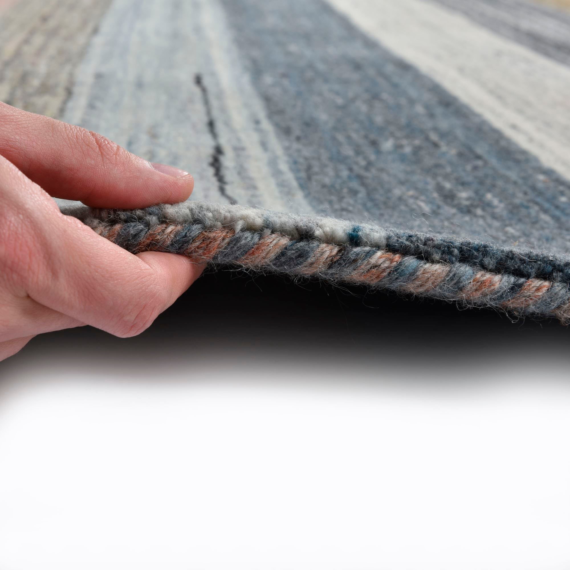 THEKO Wollteppich »Nebraska 2498«, rechteckig, 10 mm Höhe, Handweb Teppich, reine Wolle, Gabbeh-Design, gestreift, Wohnzimmer