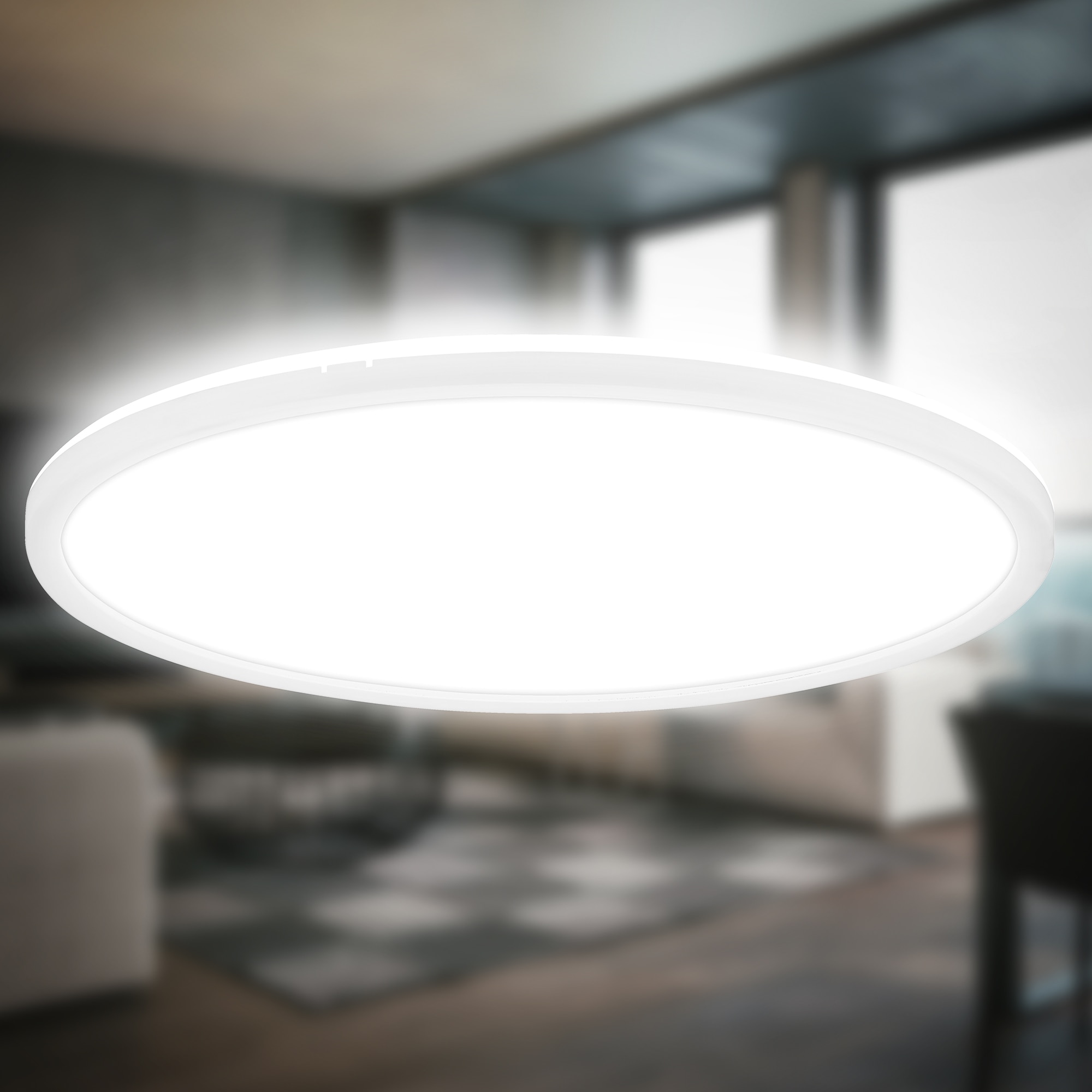 B.K.Licht LED Deckenleuchte »BKL1600 Ultraflache Deckenlampe, LED Panel mit Backlight« LED-Modul 1 Stk. Neutralweiß 4.000K, 3.000 Lm, 22W, indirekte Hintergrundbeleuchtung, ⌀42cm, Weiß