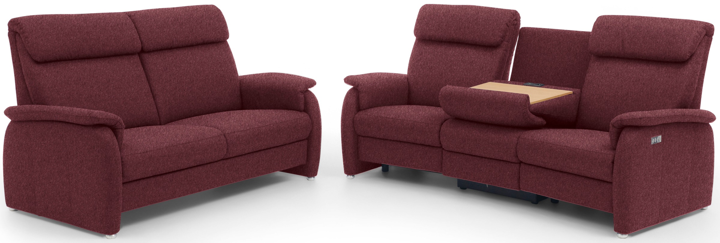 Home affaire 3-Sitzer »Turin mit Steckdose und USB-Port auch in Easy care-Bezug«, 2 x vollmotorische Relaxfunktion, herunterklappbarer Tisch
