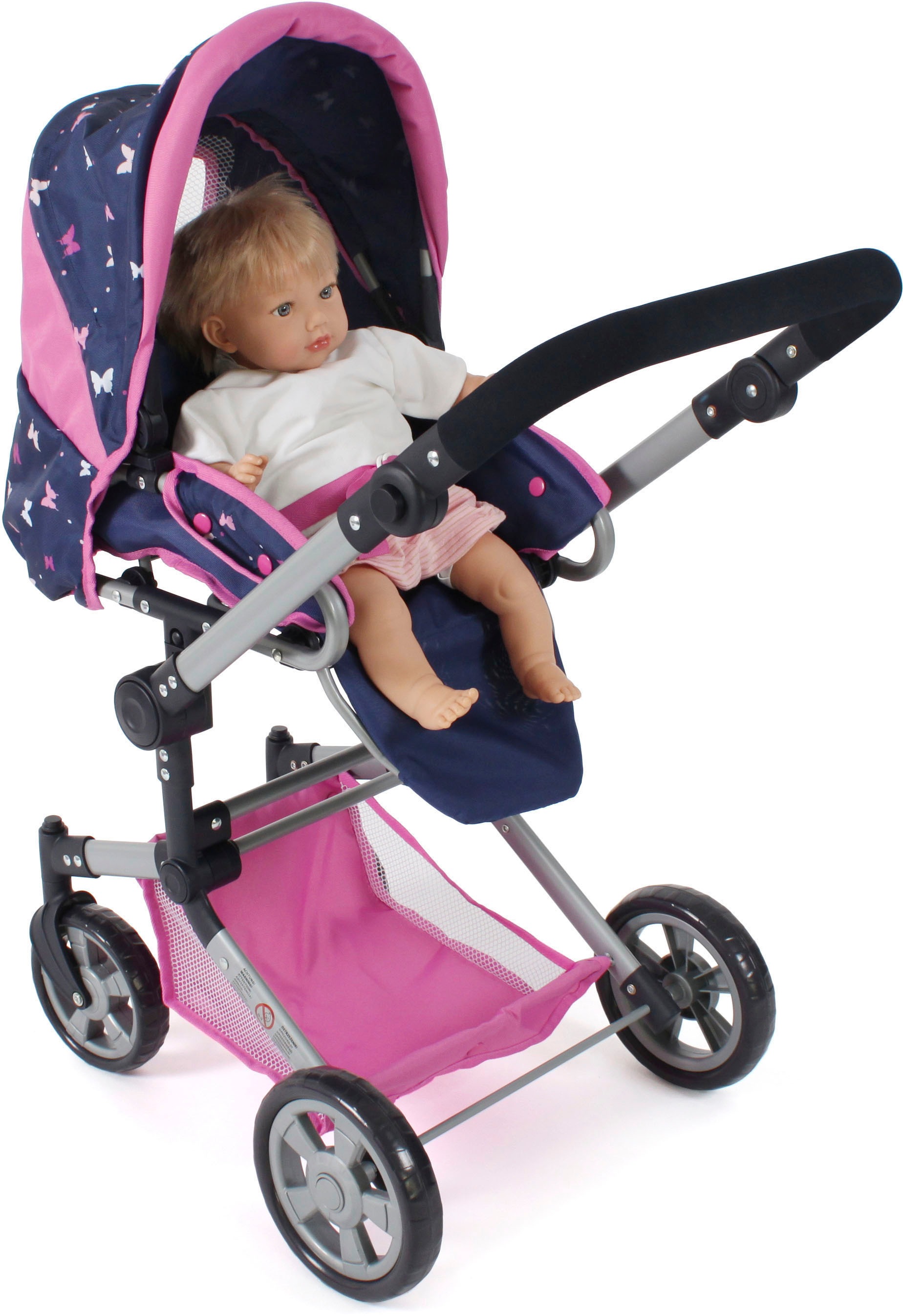 CHIC2000 Kombi-Puppenwagen »Jara, Butterfly, rosa«, zusammenklappbar
