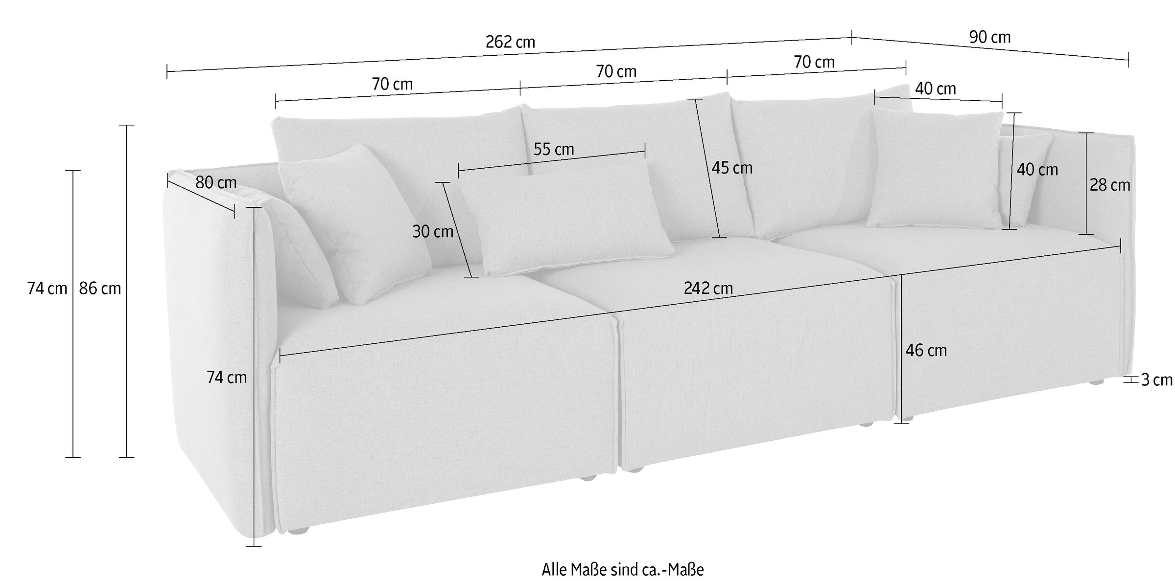 OTTO home 3-Sitzer »Nöre« 3 Teile, in vielen Bezugsqualitäten und Farben s. auch "Nöre"