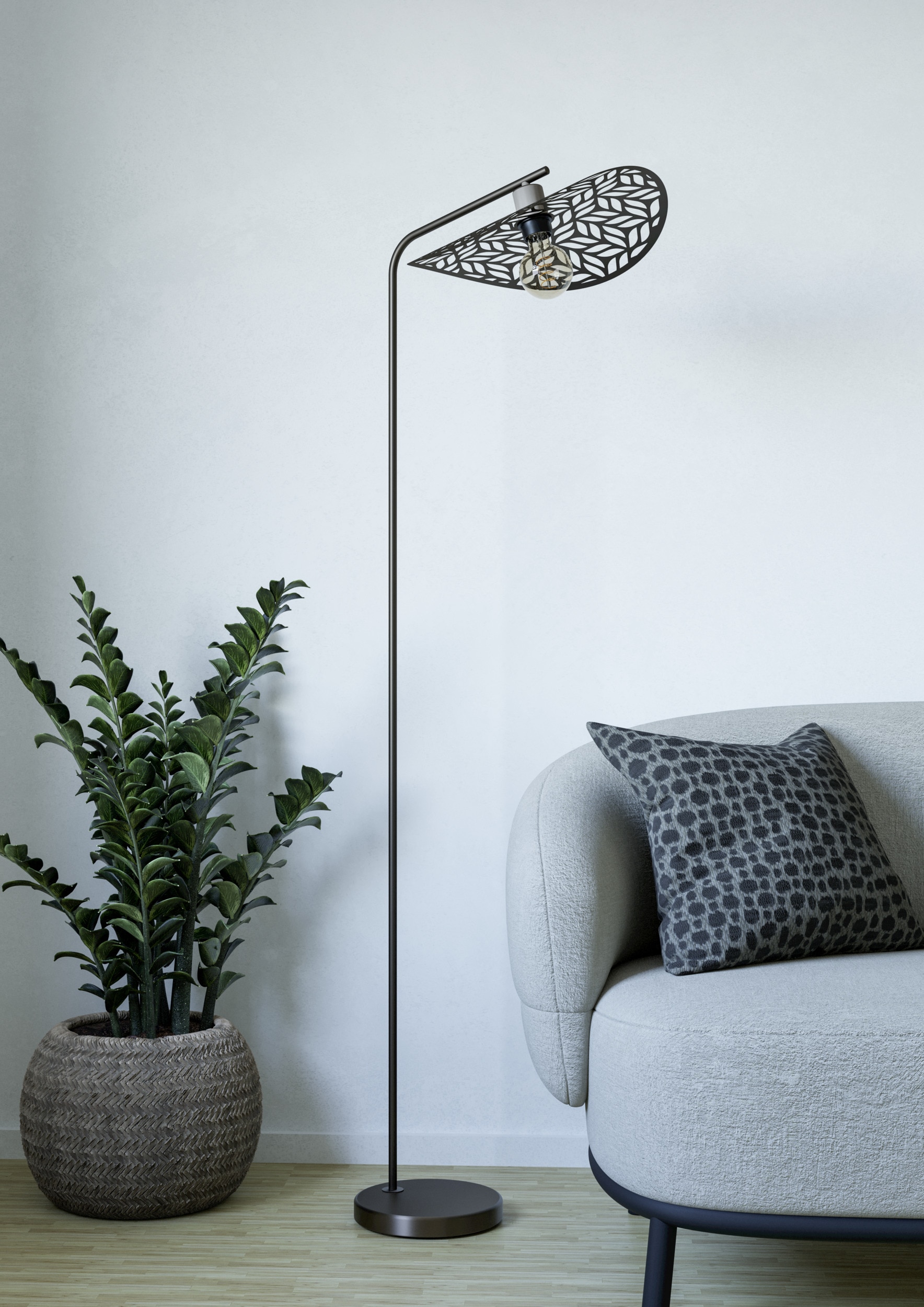 EGLO Stehlampe »SWABY Stehlampe - Stahl - E27 - 1X60W - IP20« E27 1 Stk. Standlampe Wohnzimmer, Fußtrittschalter, L51 x B40 x H159,5 cm