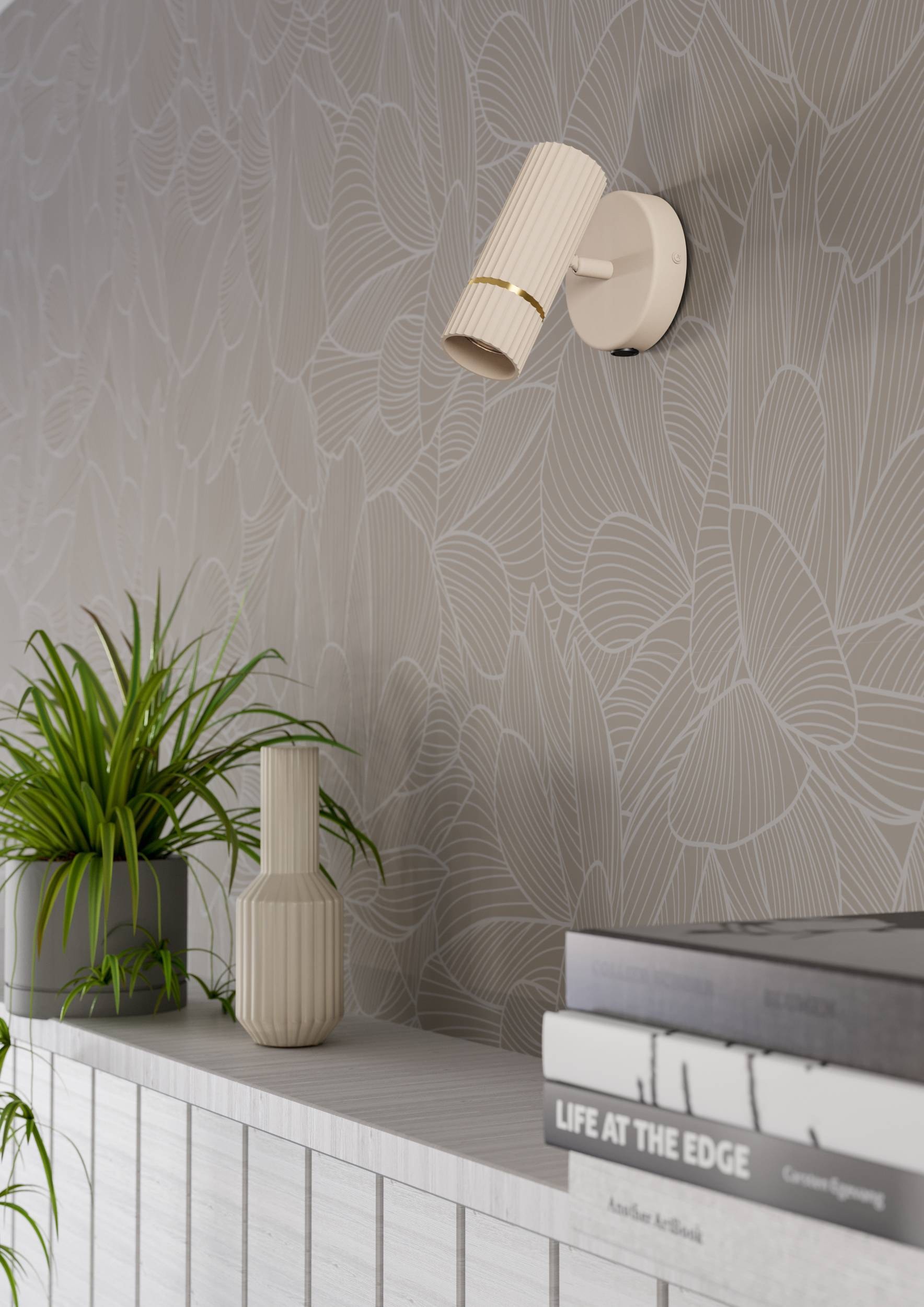 EGLO Wandleuchte »Caminia Wandlampe mit schwenkbarem Spot, beige und gold, GU10, Lampe« GU10 1 Stk. Wand-/Deckenleuchte - L11 x H15,5 x AL14 cm - 1X4,7W inkl.