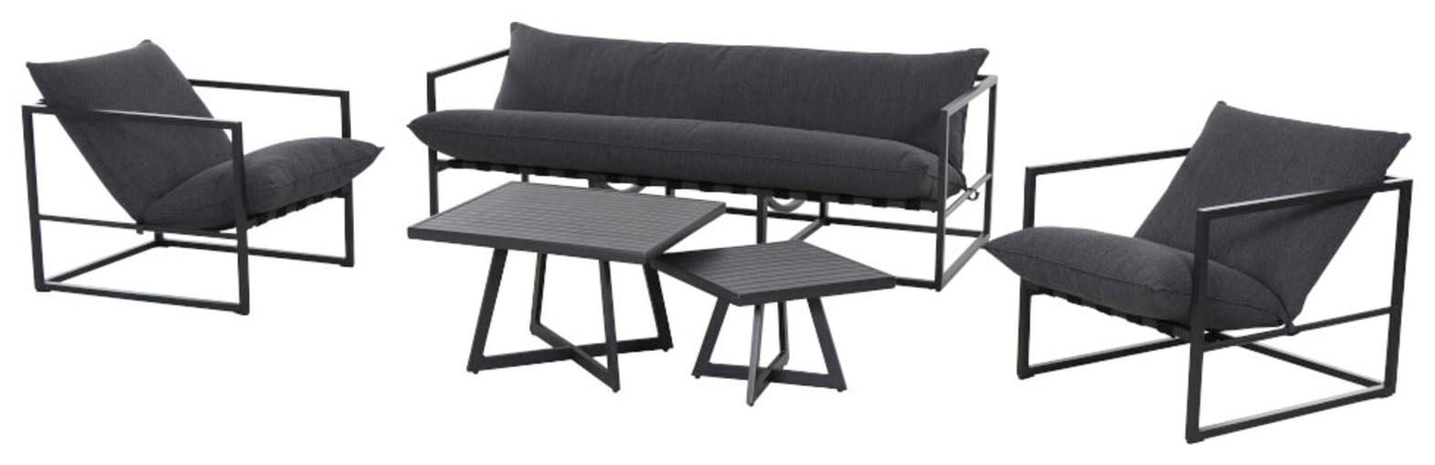 Siena Garden Loungesofa »Monza«, 3-Sitzer Sofa, Aluminiumgestell matt anthrazit, Kissen jeans grey