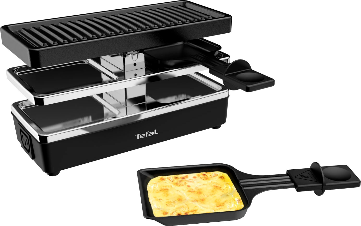 Tefal Raclette »RE2308 Plug & Share«, 2 St. Raclettepfännchen, 400 W, 2 Pfännchen + Grillplatte, erweiterbar auf 5 Geräte, abnehmbare Kabel