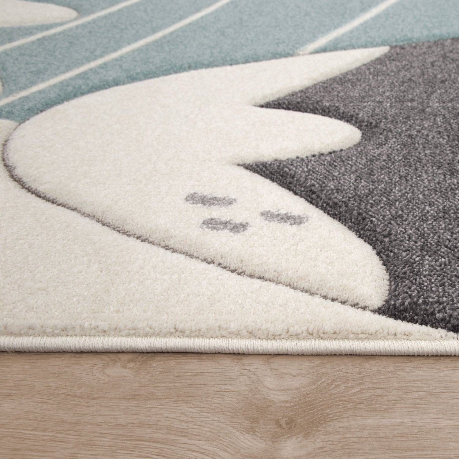 Paco Home Kinderteppich »Cosmo 707«, rund, 18 mm Höhe, 3D-Design, niedliches Motiv Berge & Sterne, Pastell-Farben