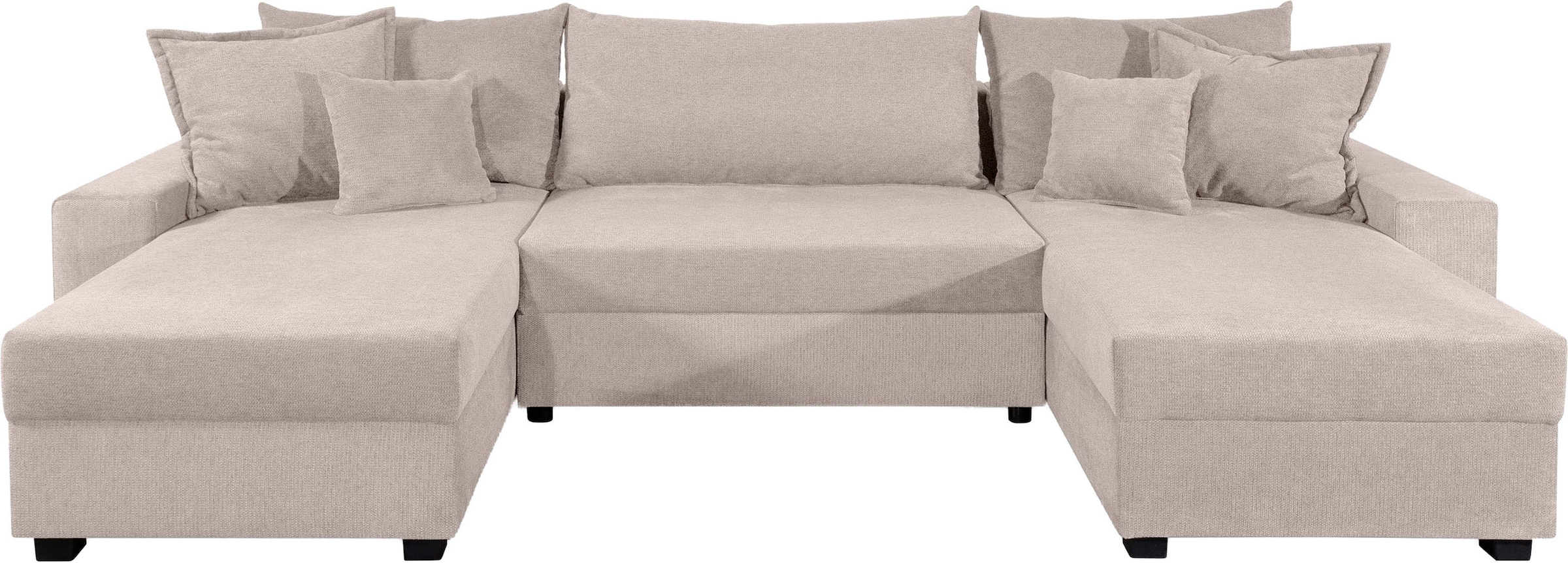 OTTO home Wohnlandschaft »Alexa U-Form, B: 313 cm« Bettfunktion, Bettkasten & 4 Zierkissen, Federkern