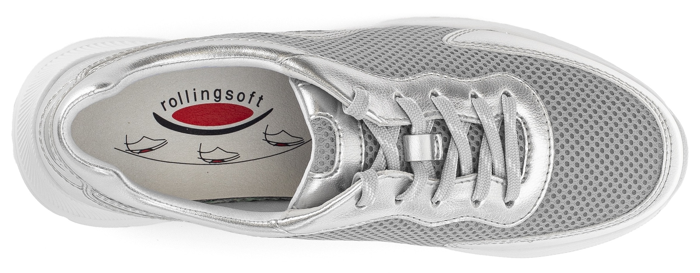 Gabor Rollingsoft Keilsneaker, Freizeitschuh, Halbschuh, Schnürschuh mit Wechselfußbett
