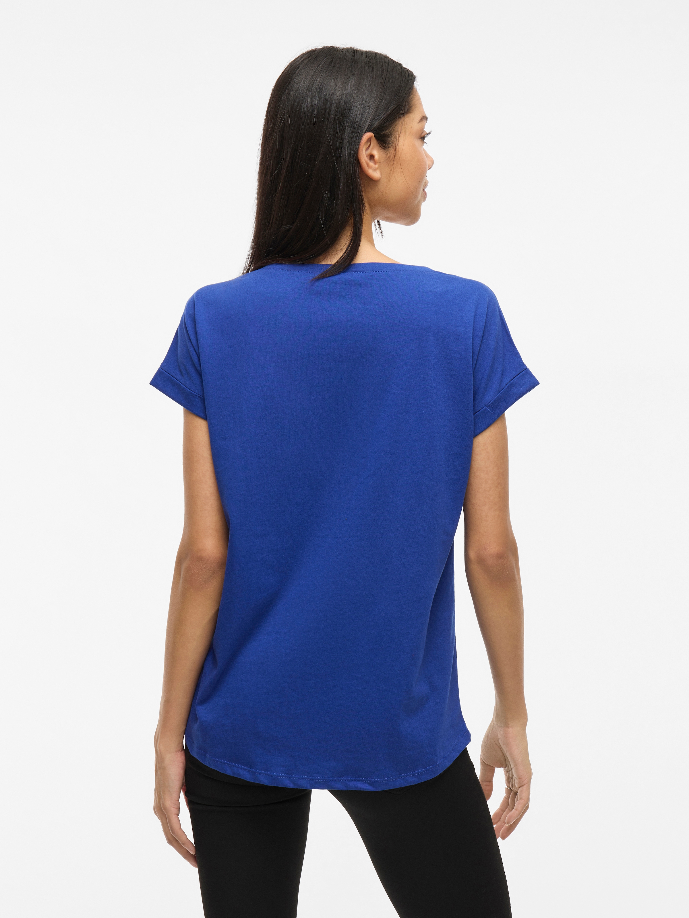 Vila Rundhalsshirt »VIDREAMERS NEW PURE T-SHIRT/SU-NOOS«, Basic Damen-T-Shirt mit Rundhalsausschnitt und umgeschlagenen Ärmeln