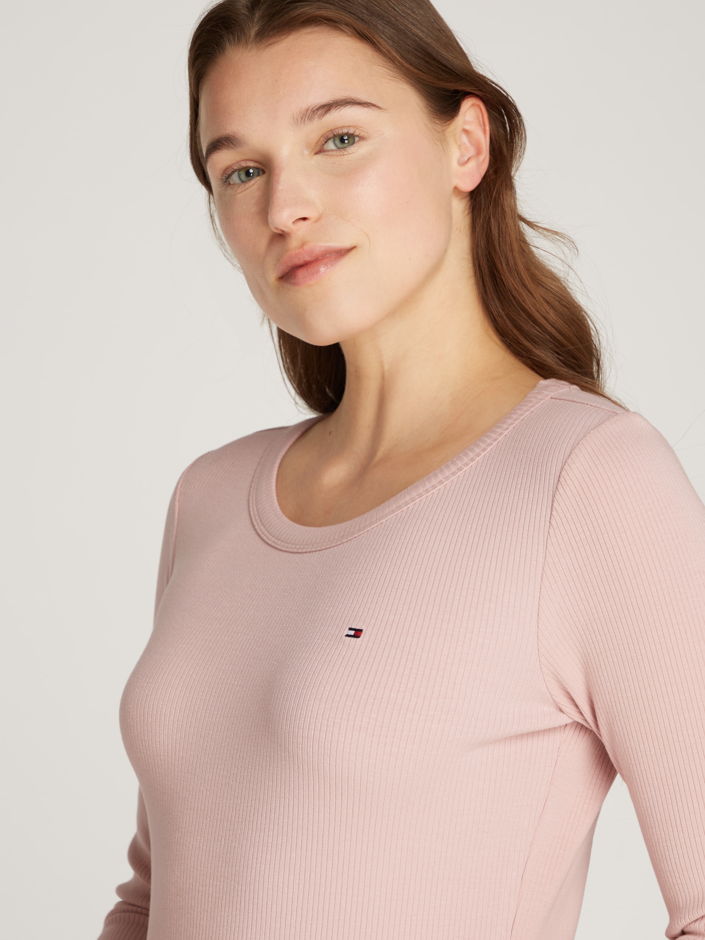 Tommy Hilfiger Langarmshirt »SLIM 5X2 RIB O-NK LS«, mit Struktur