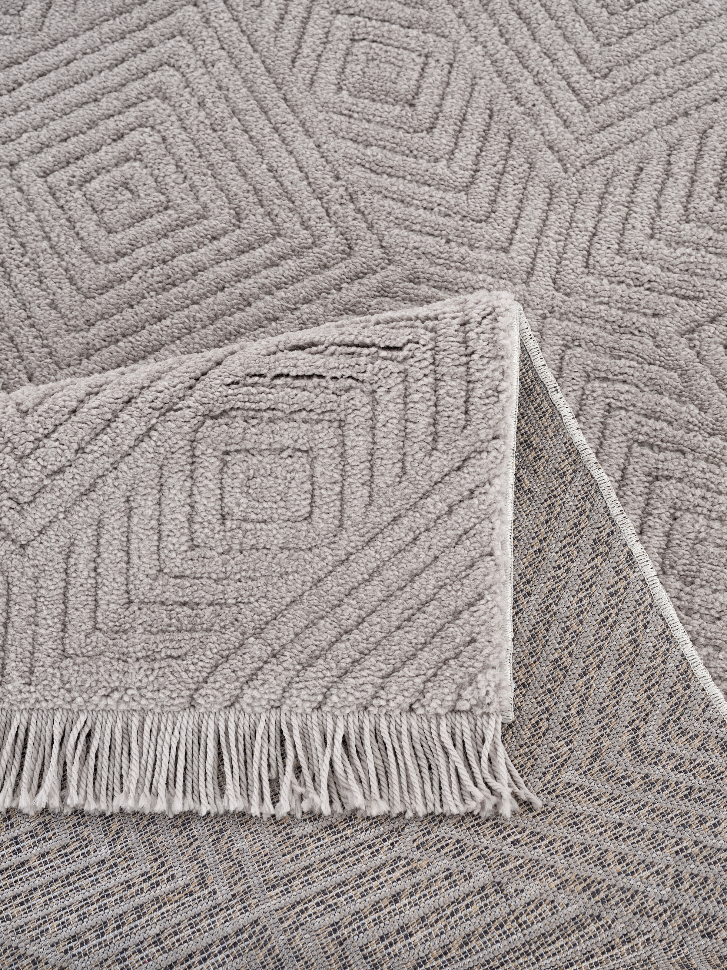 Wende- Design, Fransen Leonique rechteckig, Boho, »Duchesse«, im grafisches Teppich Teppich mit 3D-Effekt,