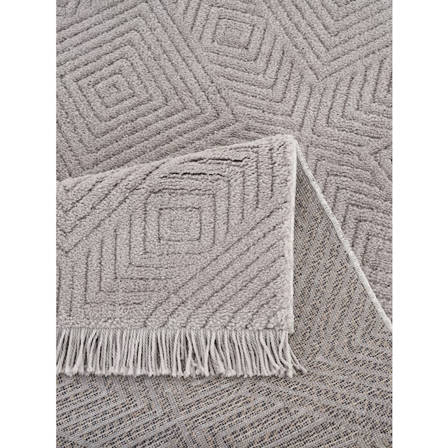 Teppich Teppich im mit Wende- grafisches Leonique Fransen rechteckig, Boho, Design, »Duchesse«, 3D-Effekt,