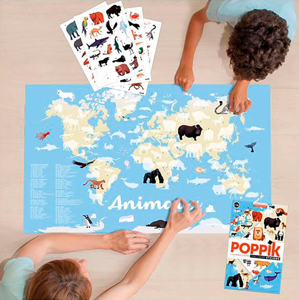 POPPIK Kreativset »Sticker Lernposter, Tiere der Welt«