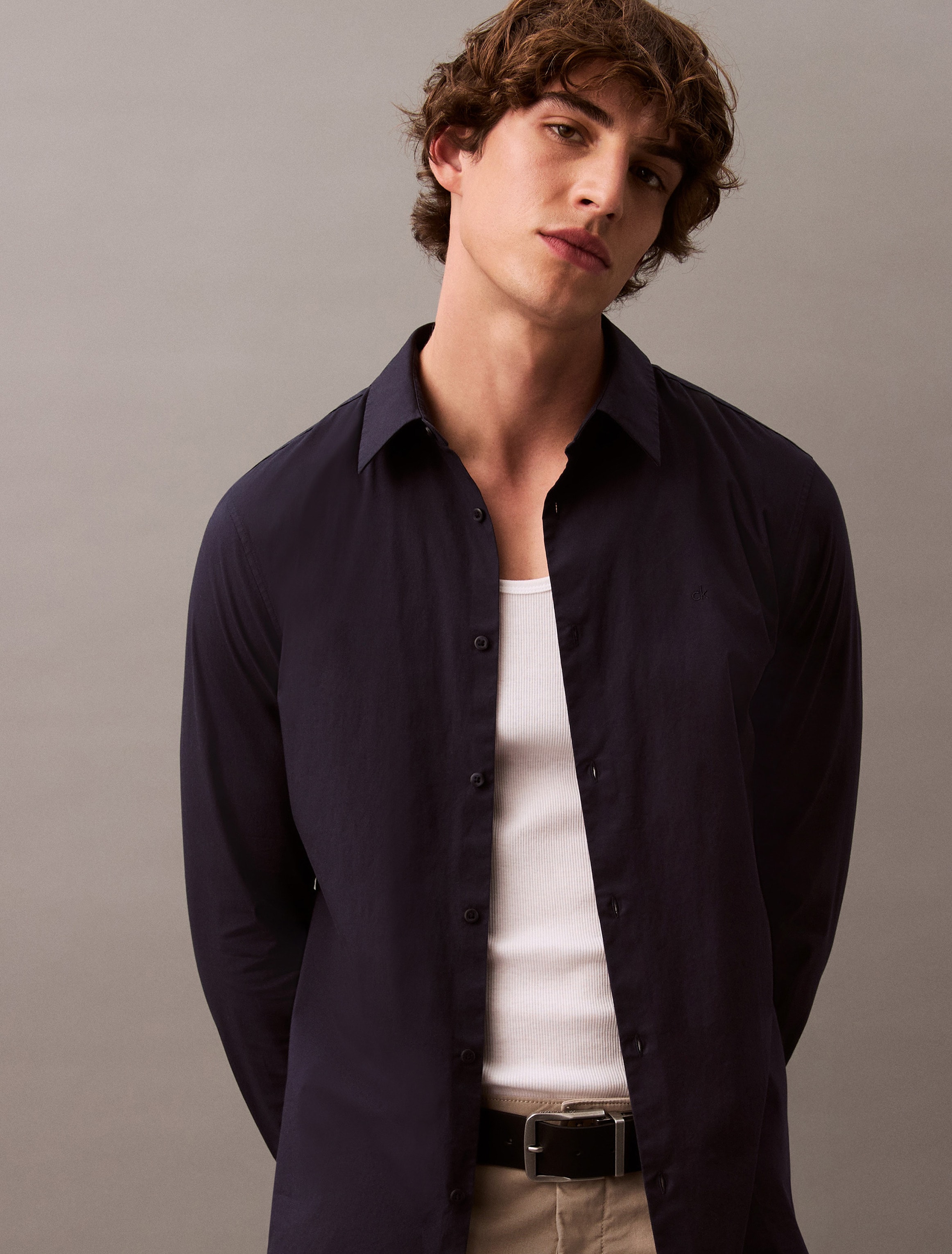 Calvin Klein Langarmhemd »LS SOLID STRETCH SLIM SHIRT«, in Unifarbe