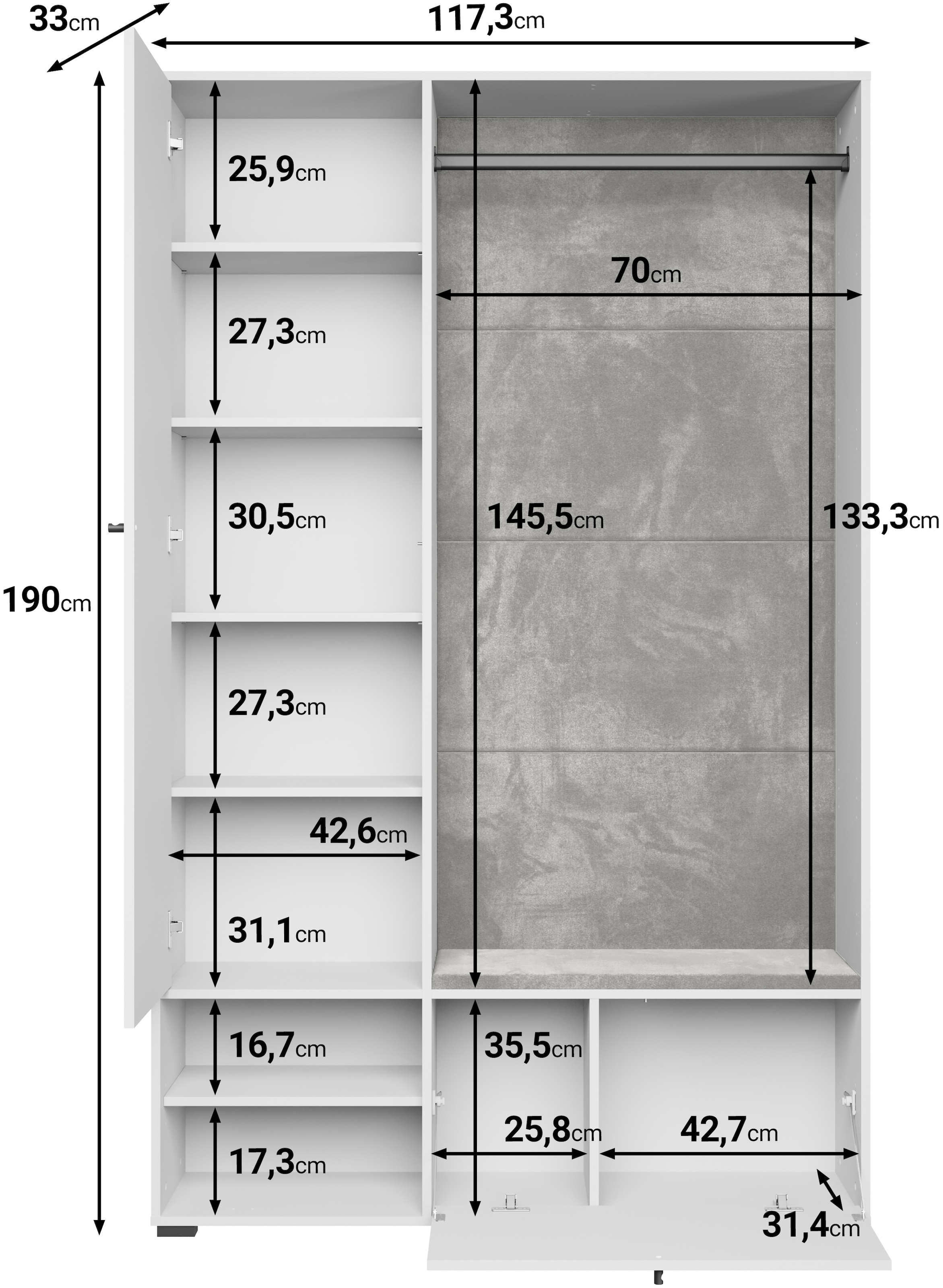 Home affaire Garderoben-Set »Garderobe mit Spiegel, Sitzbank und Kleiderstange« 1 Stk. tlg.