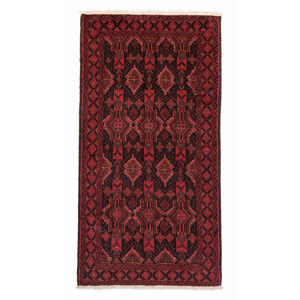 morgenland Hochflor-Läufer »Belutsch Durchgemustert Rosso scuro 201 x 99 cm«, rechteckig