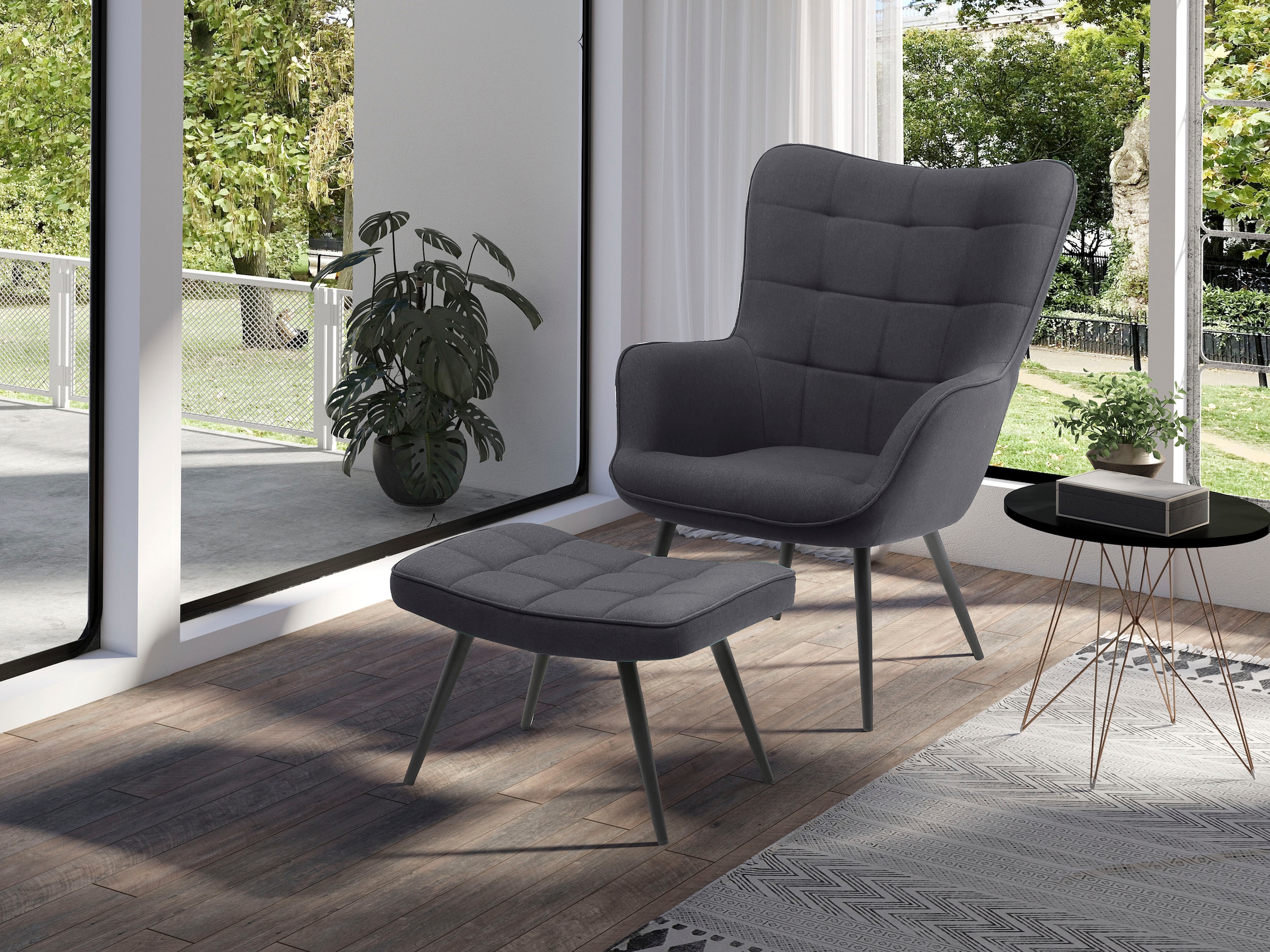 byLIVING Sitzgruppe »Uta«, Set, 2 tlg., Sessel mit Hocker