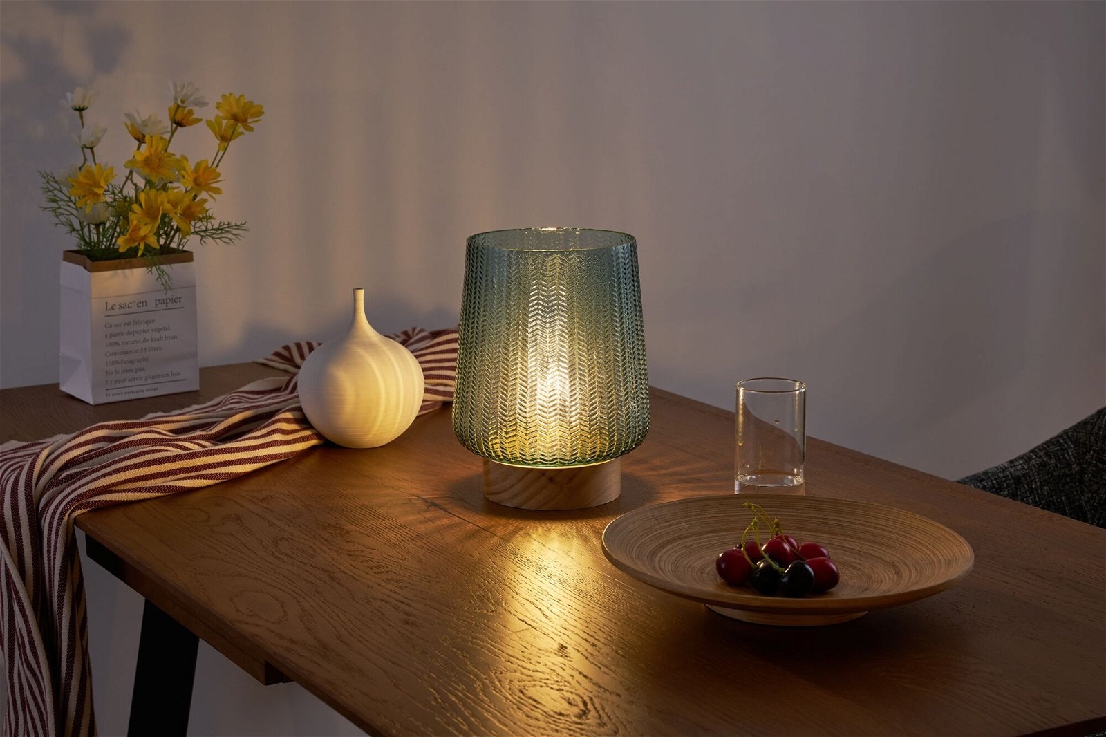 Pauleen LED Tischleuchte »Pretty Glamour mobile Türkis/Holz«, 1 flammig, Leuchtmittel E27 | Leuchtmittel wechselbar, E27, Timer Batterie