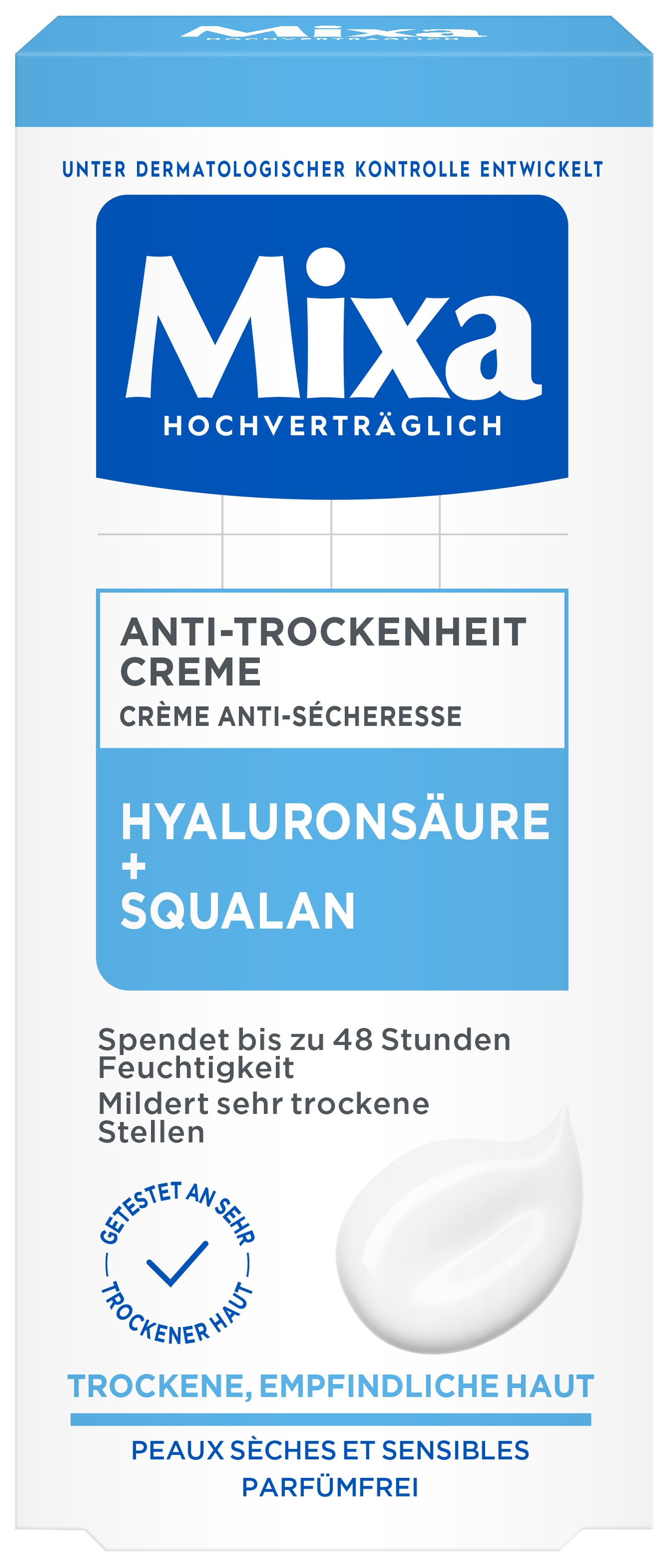 Mixa Körpercreme »Mixa Anti-Trockenheit Creme« Bis zu 48h intensive Feuchtigkeit für trockene, empfindliche Haut.