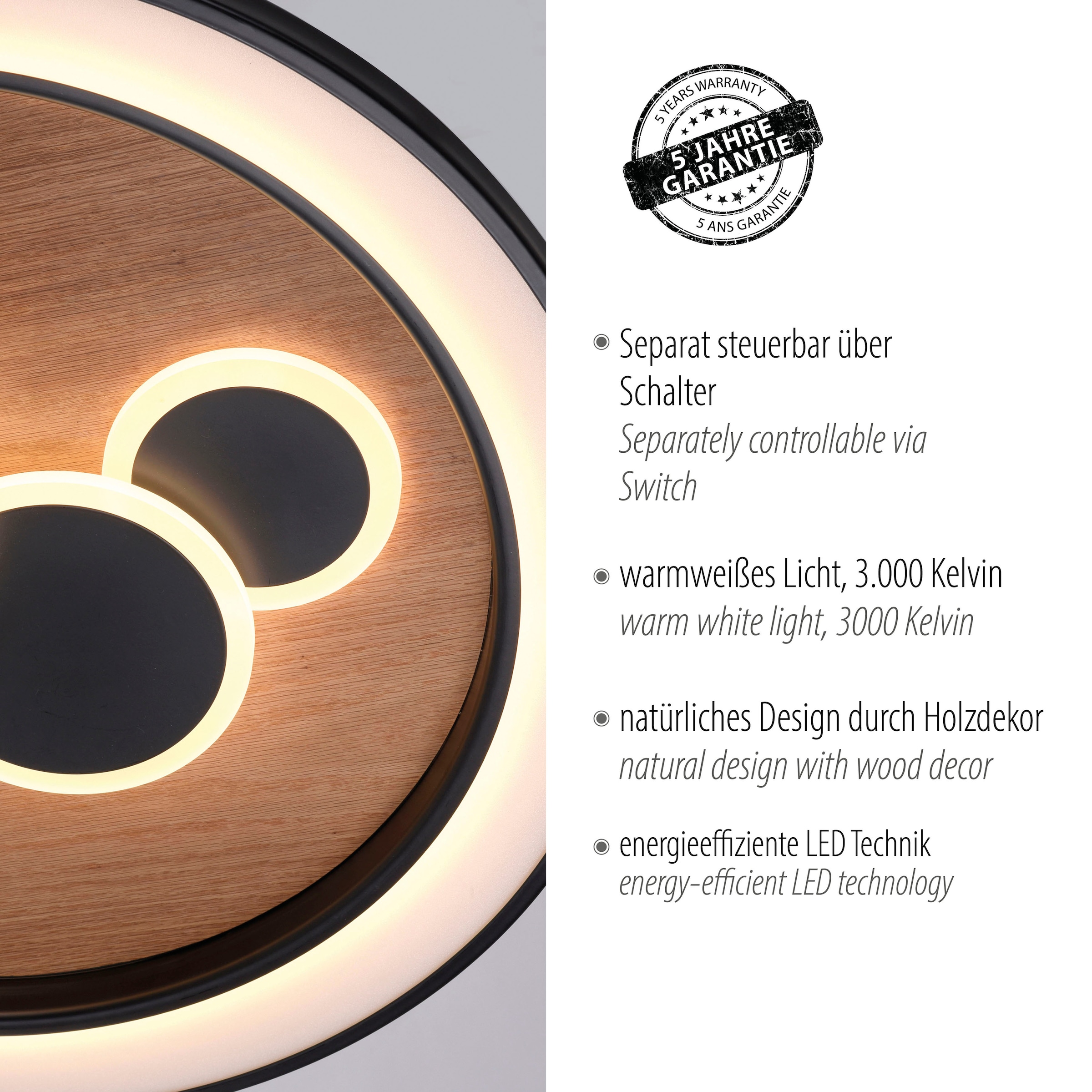 Paul Neuhaus mit LED, 3 flammig-flammig, online (Schalter) | steuerbar Garantie Jahren Deckenleuchte kaufen »ELIZA«, separat 2 XXL