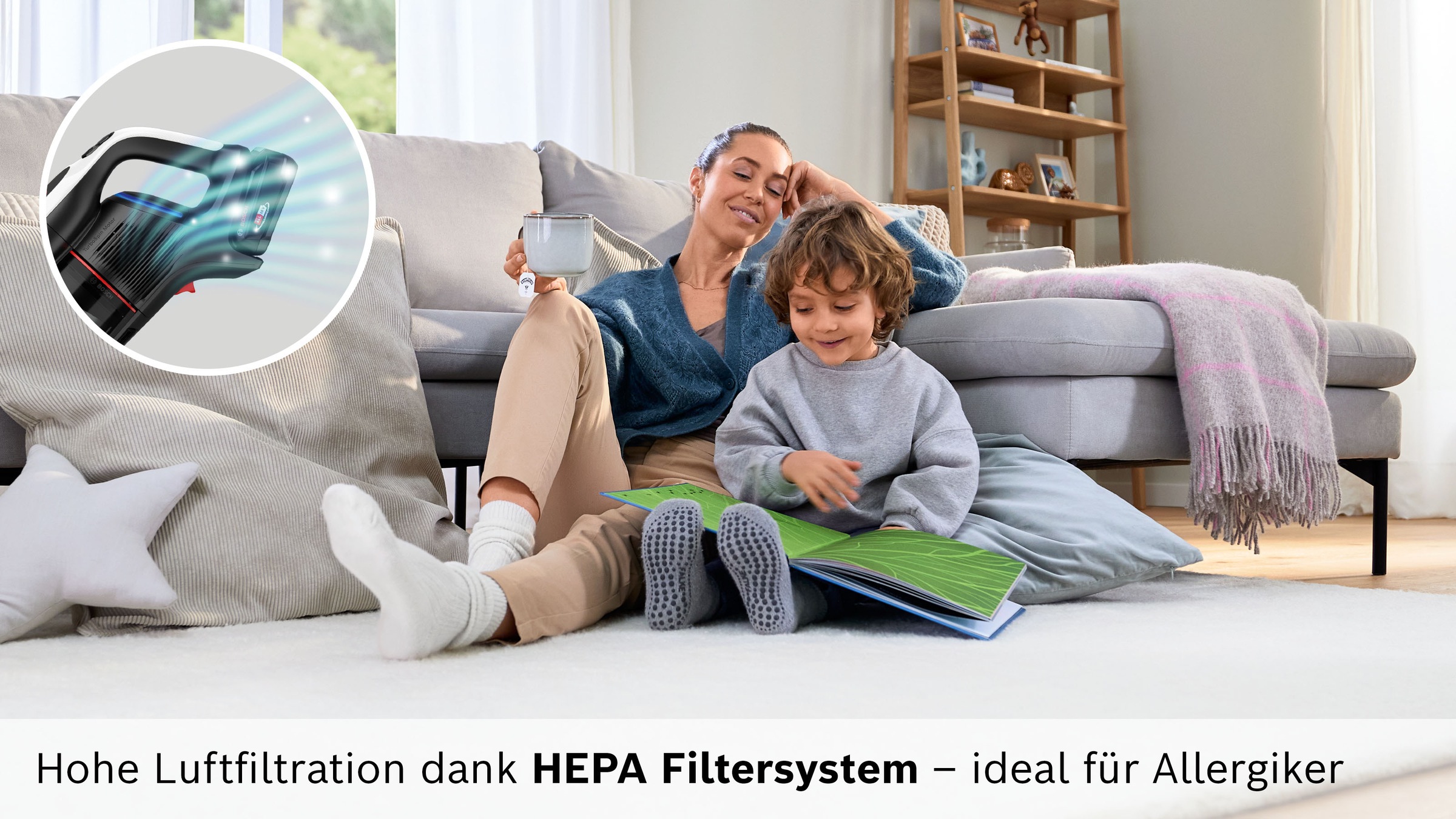 BOSCH Akku-Stielstaubsauger »BTS942WQC« LED-Licht, HEPA-Filtersystem, Schnellladegerät, 2 Akkus, weiß