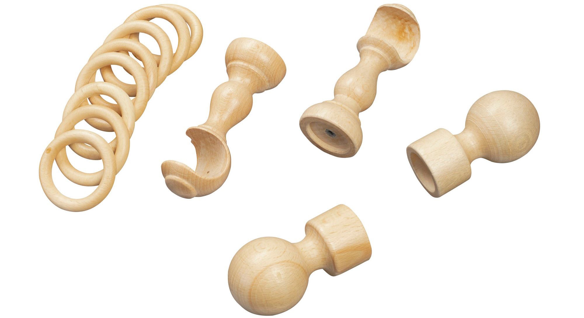 SN DECO GROUP Gardinenstange »Giro«, 1 läufig-läufig, Fixmaß, 28 mm, Holz, verschiedenen Längen und Farbe, Komplettset