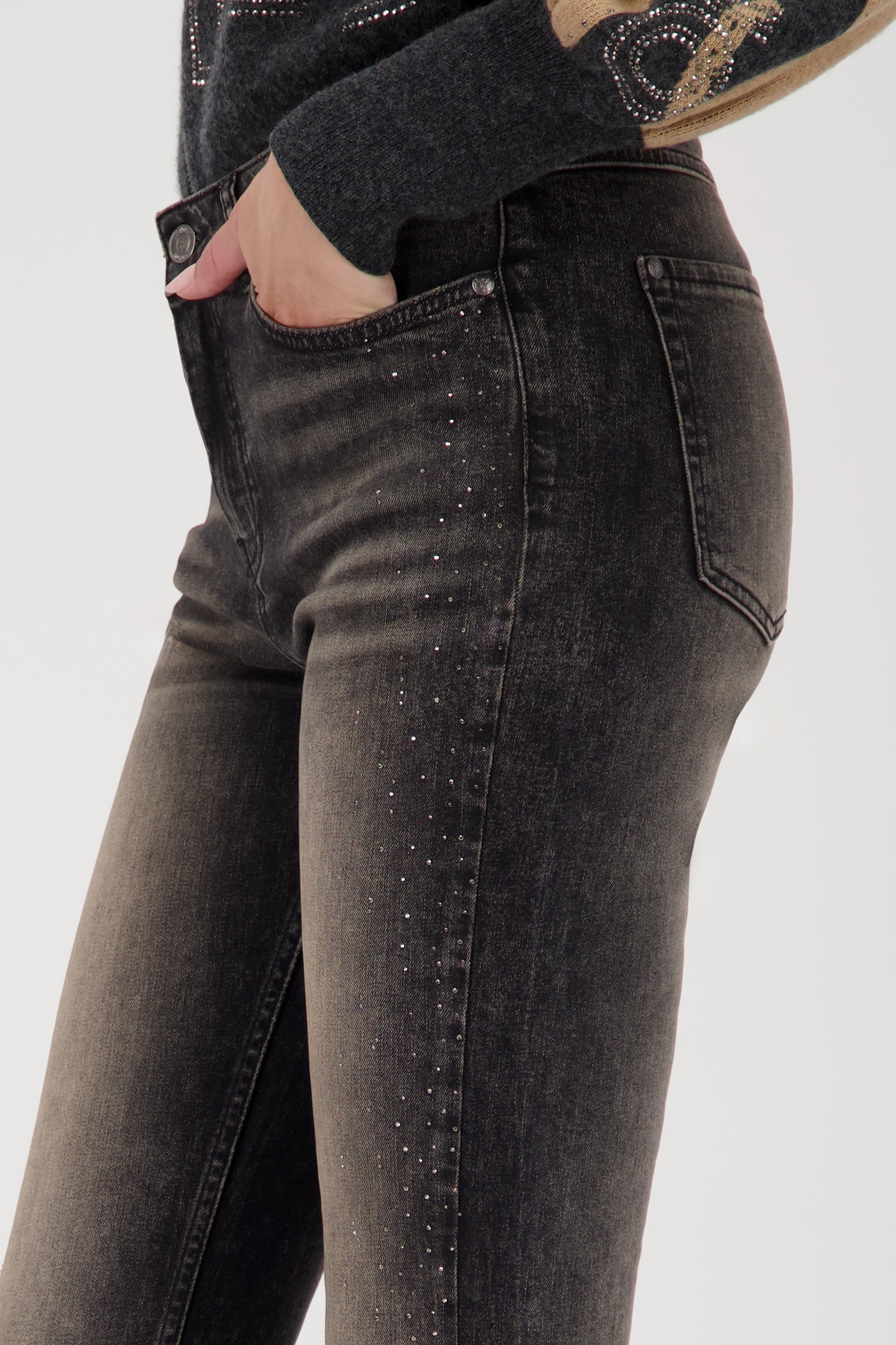 Monari Straight-Jeans Regular fit mit Strasssteinen