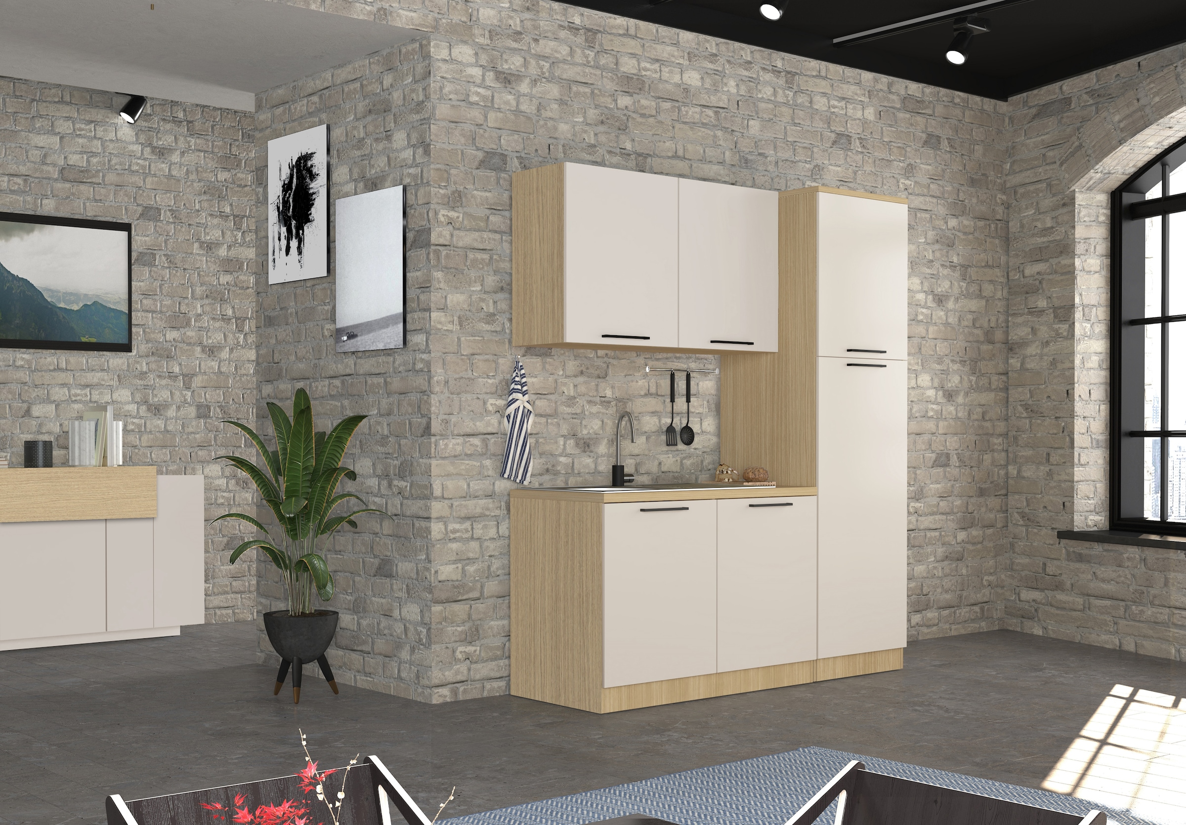 KOCHSTATION Spülenschrank »Luna, Unterschrank für Spüle, Küchenspülenschrank, Made in  Italy« B/T/H: 120×60×85 cm, inklusive Einbauspüle und Siphon