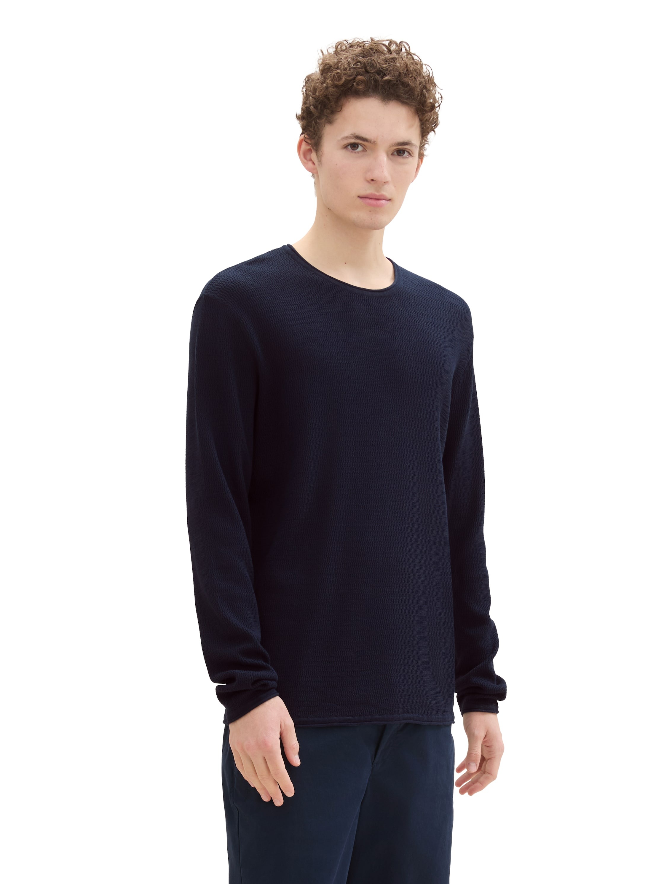 TOM TAILOR Denim Rundhalspullover, mit Struktur