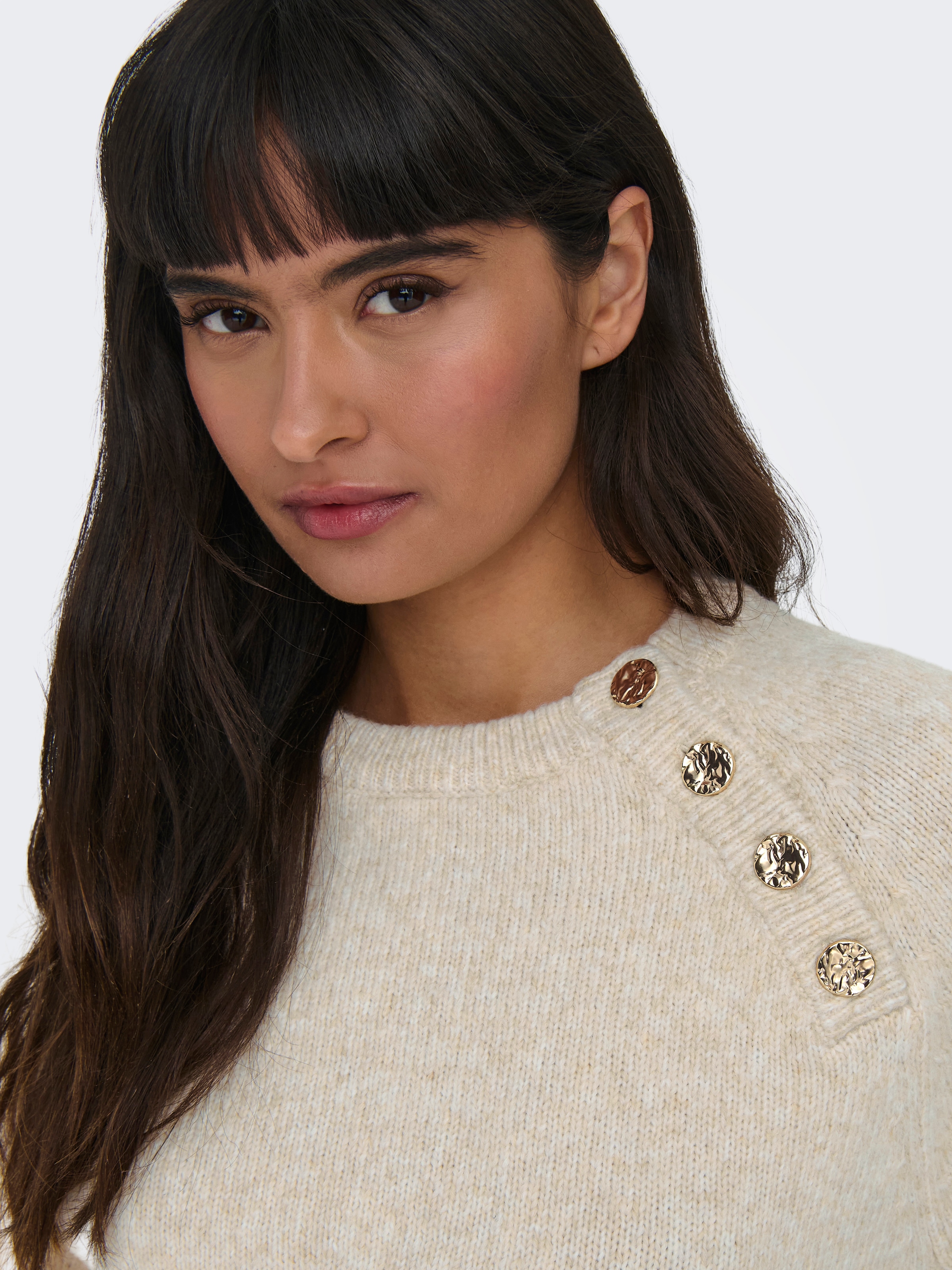 ONLY Rundhalspullover »ONLEMMA LS BUTTON ONECK EX KNT«