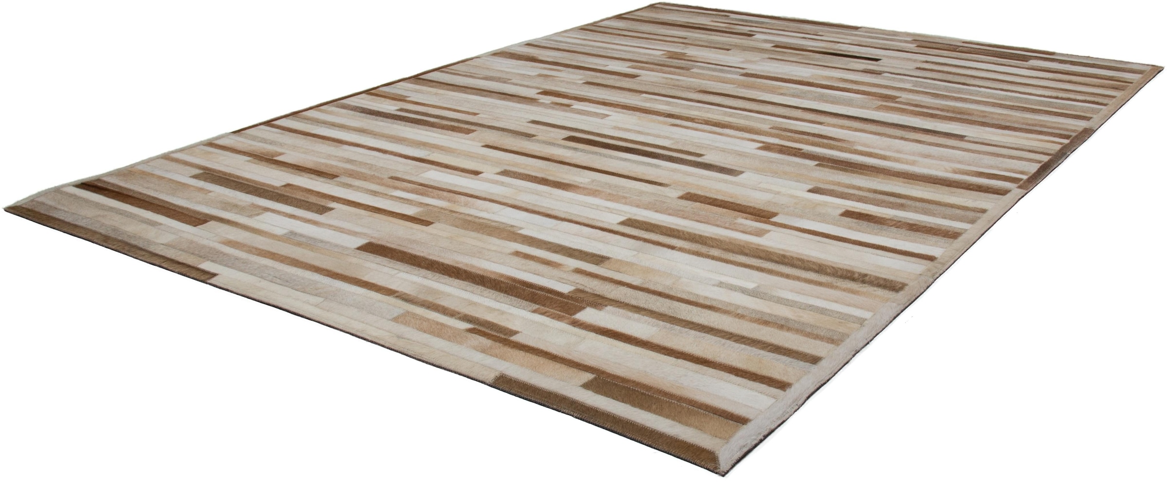 Kayoom Fellteppich »Lavish 110«, rechteckig, 8 mm Höhe, Patchwork-echtes Leder-Fell, Wohnzimmer